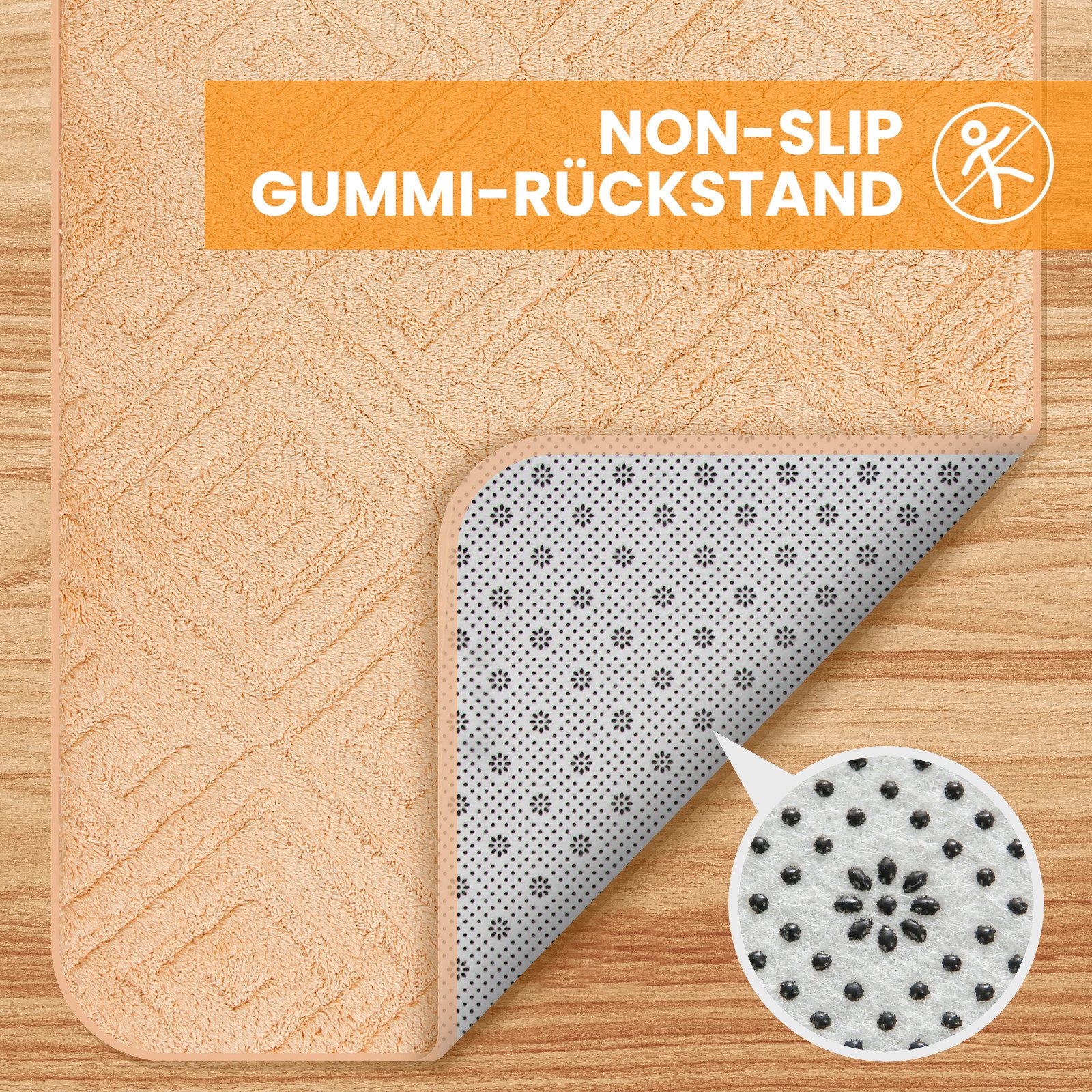 HOMELUX Badematte Badgarnitur 2-teilig mit Ausschnitt, weich & rutschfest, 2BF61, Größe: 60x100cm+60x50cm