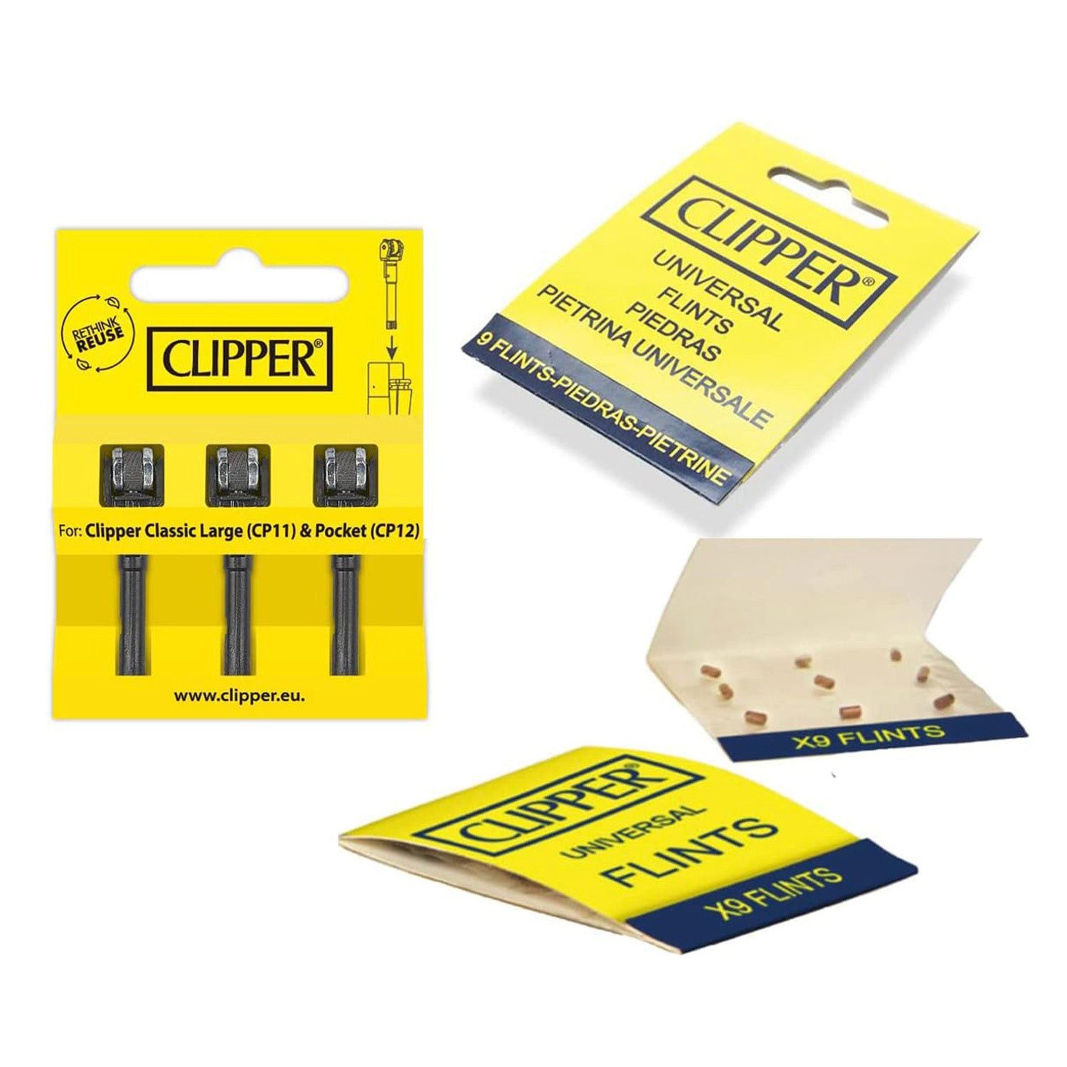 OnAir Feuerzeug 3x Zündräder mit Feuerstein Clipper Flint Set (Zündräder mit Feuerstein, Clipper Flint Set), Flint Set für Feuerzeuge, schnell & einfach ausgetauscht