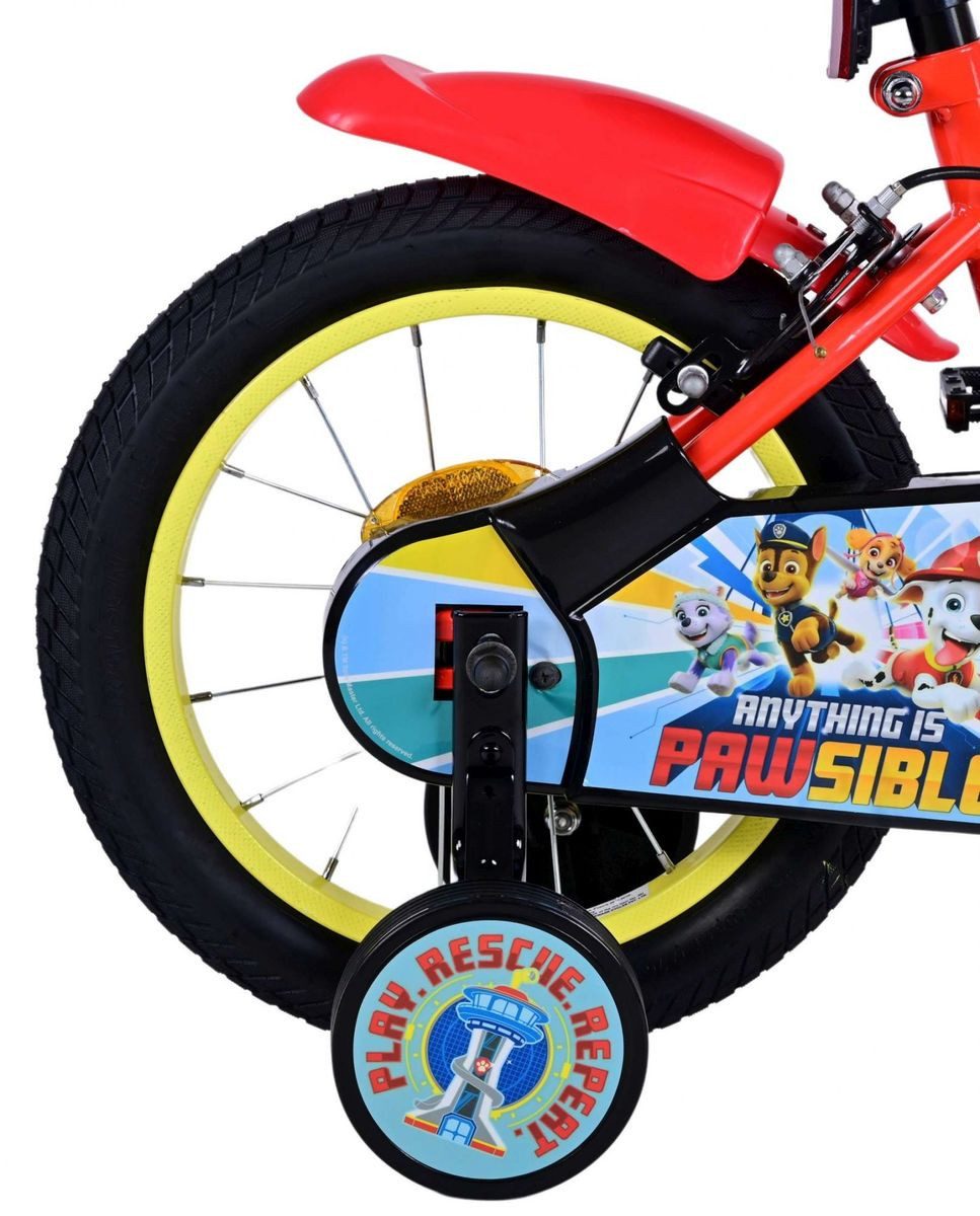 Volare Kinderfahrrad 14 Zoll Kinder Jungen Fahrrad Rad Bike Kinderrad Paw Patrol Rot 21510, 1 Gang, Stützräder