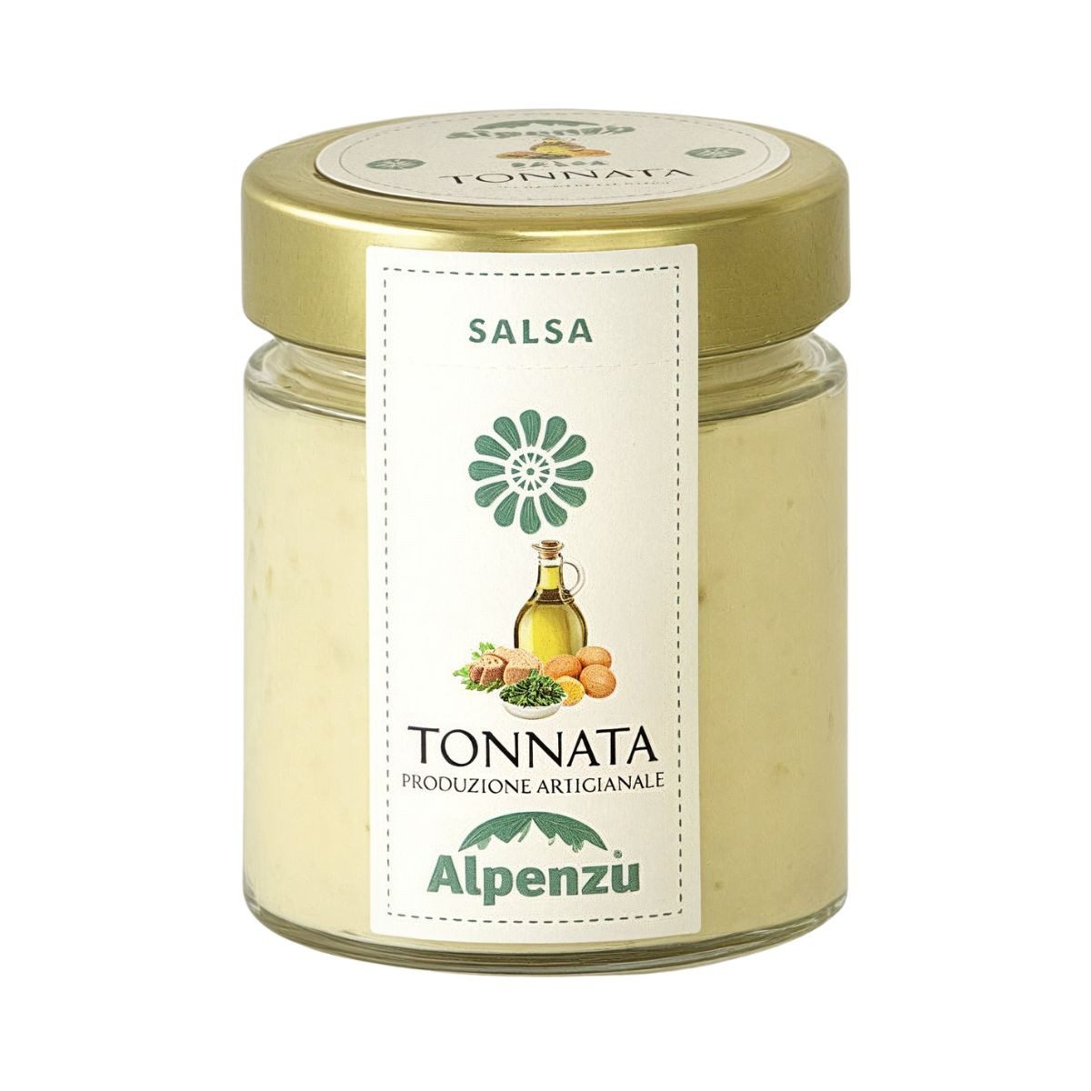 Alpenzu Saucen Alpenzu Salsa Tonnata, Cremige Mayonnaise-Thunfisch Sauce, 125 g, Ohne Farbstoffe und glutenfrei.