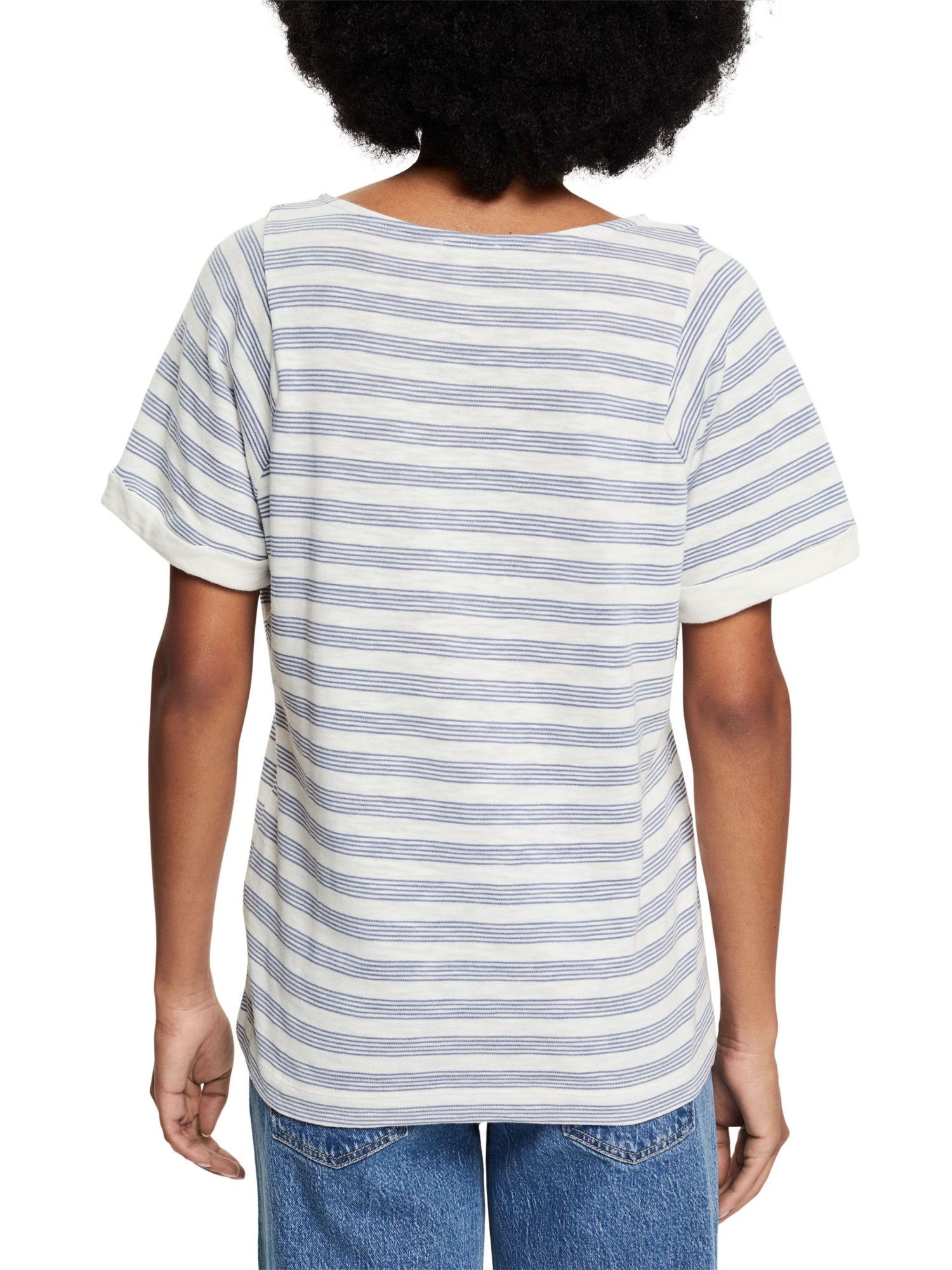 Damen Shirts Esprit T-Shirt T-Shirt mit Knöpfen aus Baumwoll-Mix (1-tlg)