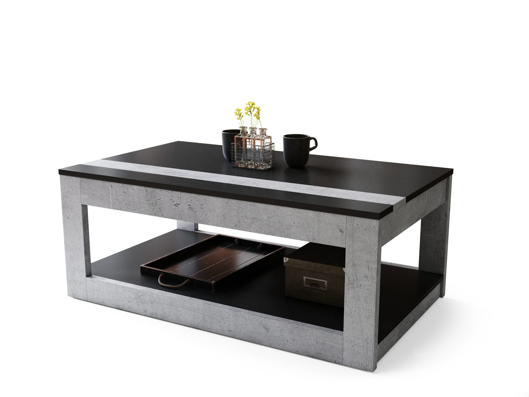 designimpex Couchtisch Design Couchtisch Lusso aufklappbar Arbeitstisch Esstisch Ablage, Funktionstisch, Wohnzimmertisch, Tisch, Esstisch, Sofatisch, Rollen
