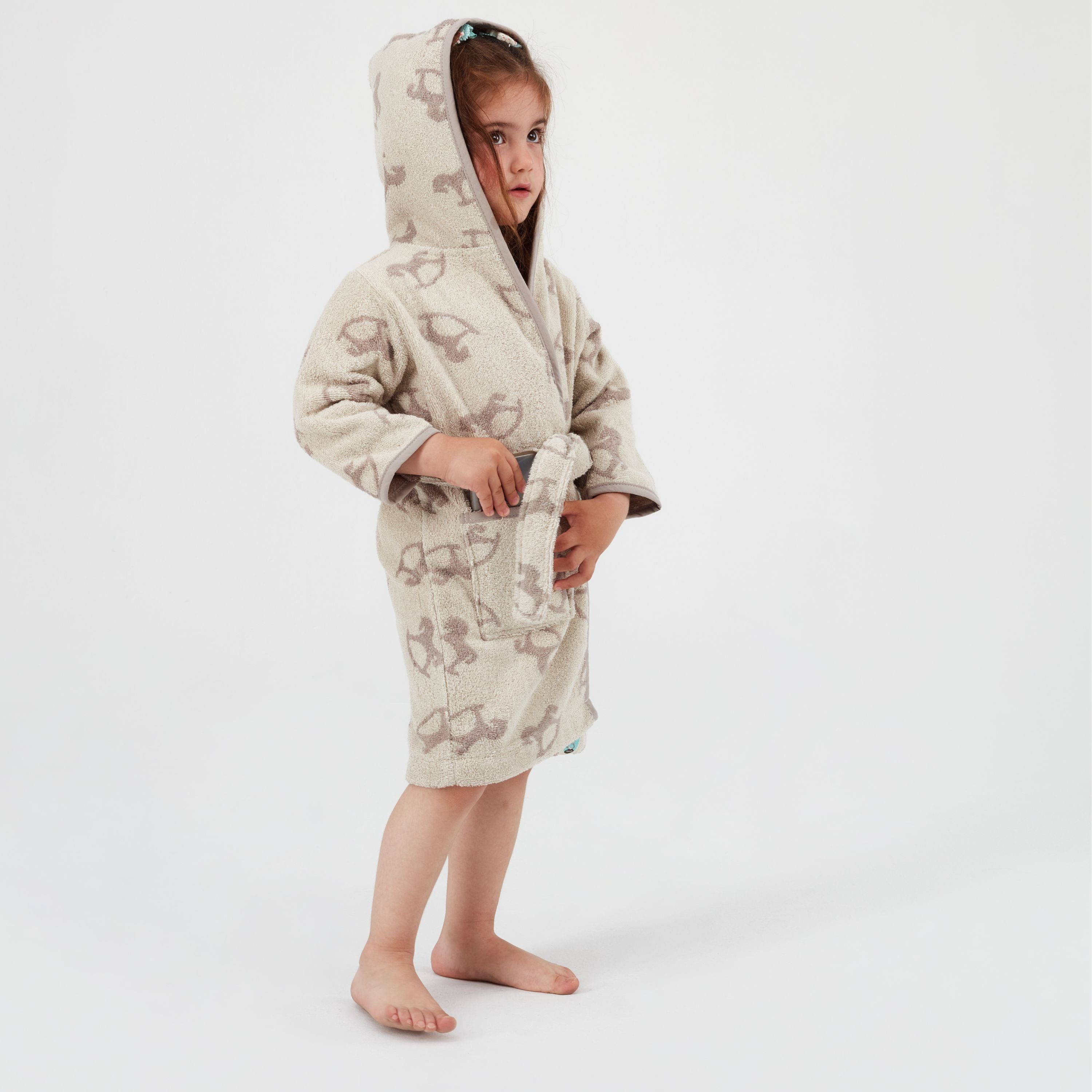 SEI Design Kinderbademantel Babybademantel Bademantel für Junge und Mädchen, Langform, 100% Bio-Baumwolle, Kapuze, Gürtel, inkl. Geschenkverpackung