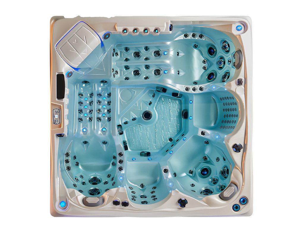 JVmoebel Whirlpool-Badewanne Hydromassage Außenwhirlpool Grau Acryl für Garten und Terrasse, Made in Europe