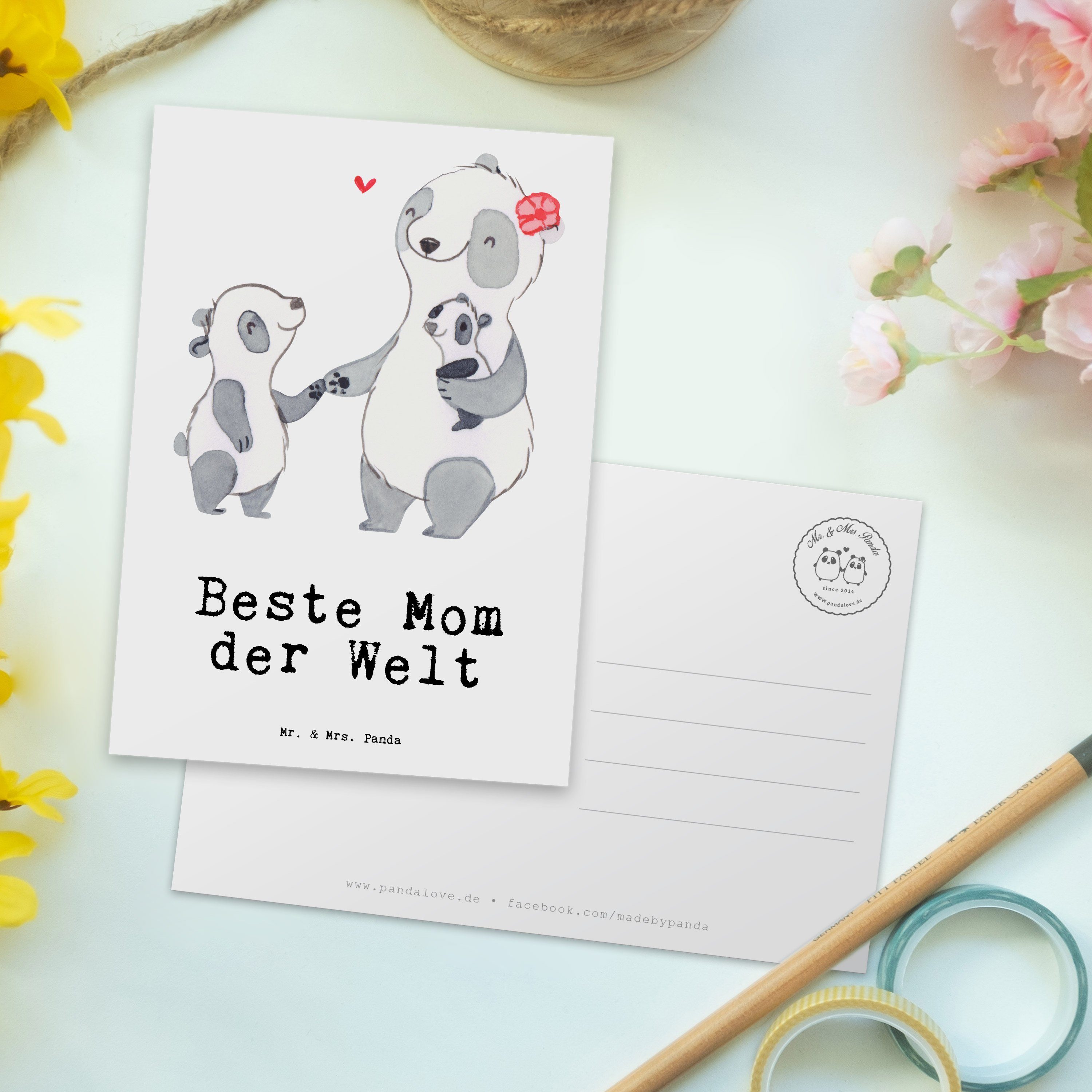 Mr. & Mrs. Panda Postkarte Dankeschön, Welt der - Beste Grußk - Weiß Mom Mutter, Panda Geschenk