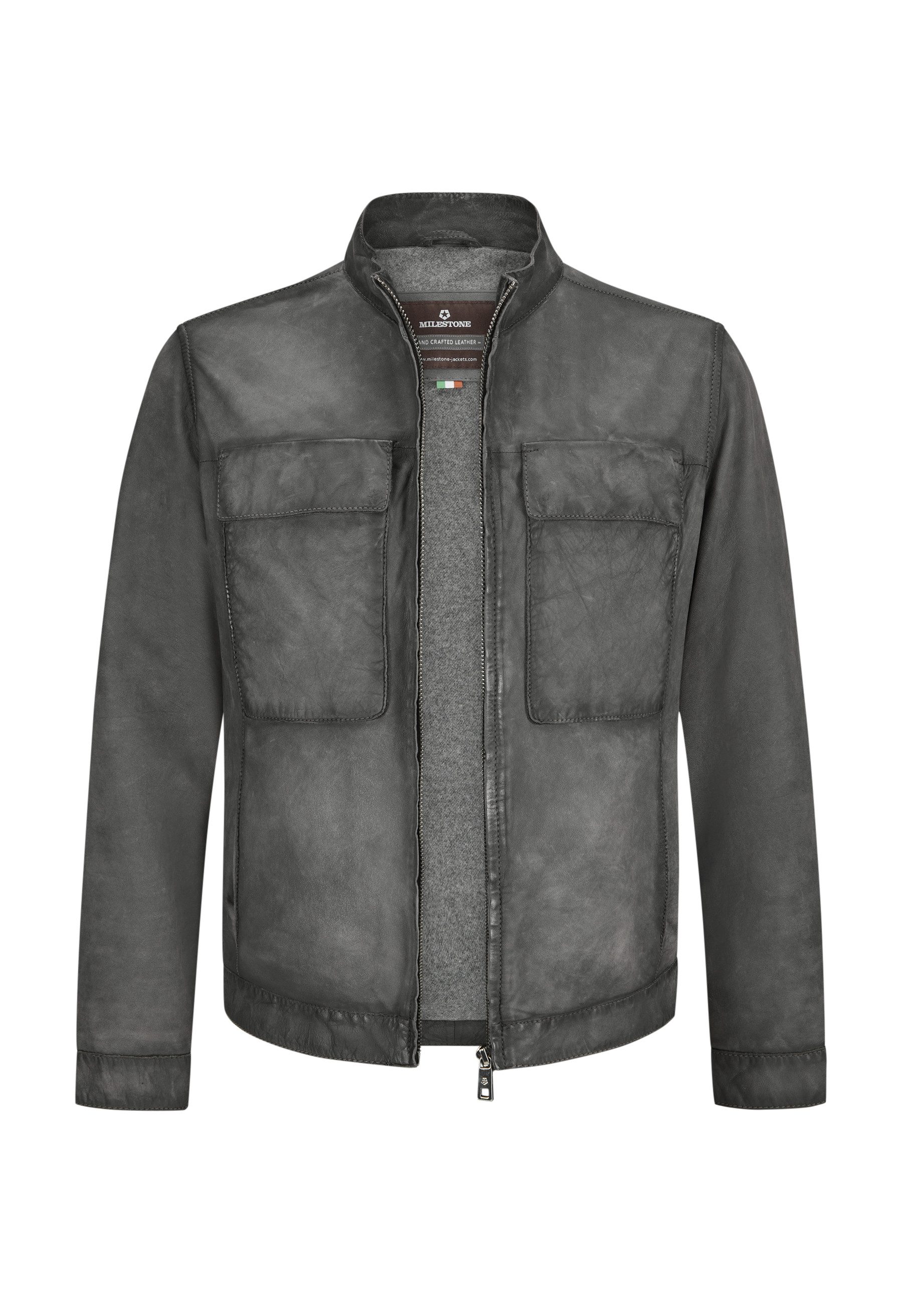 Lederjacke MSTizian Herren Bikerjacke Jacke Leder klassisch