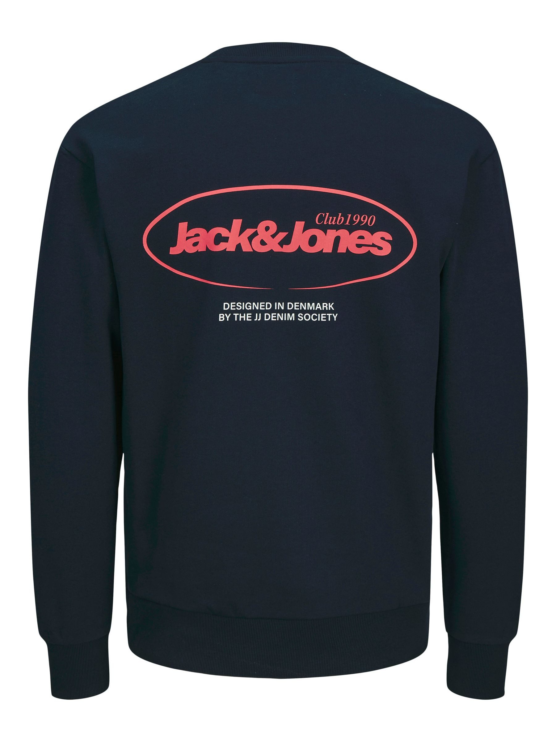 Jack & Jones Sweatshirt Pullover mit Rundhals, Logo Front & Rücken JJEBRADLEY GRAPHIC SWEAT CREW NOOS