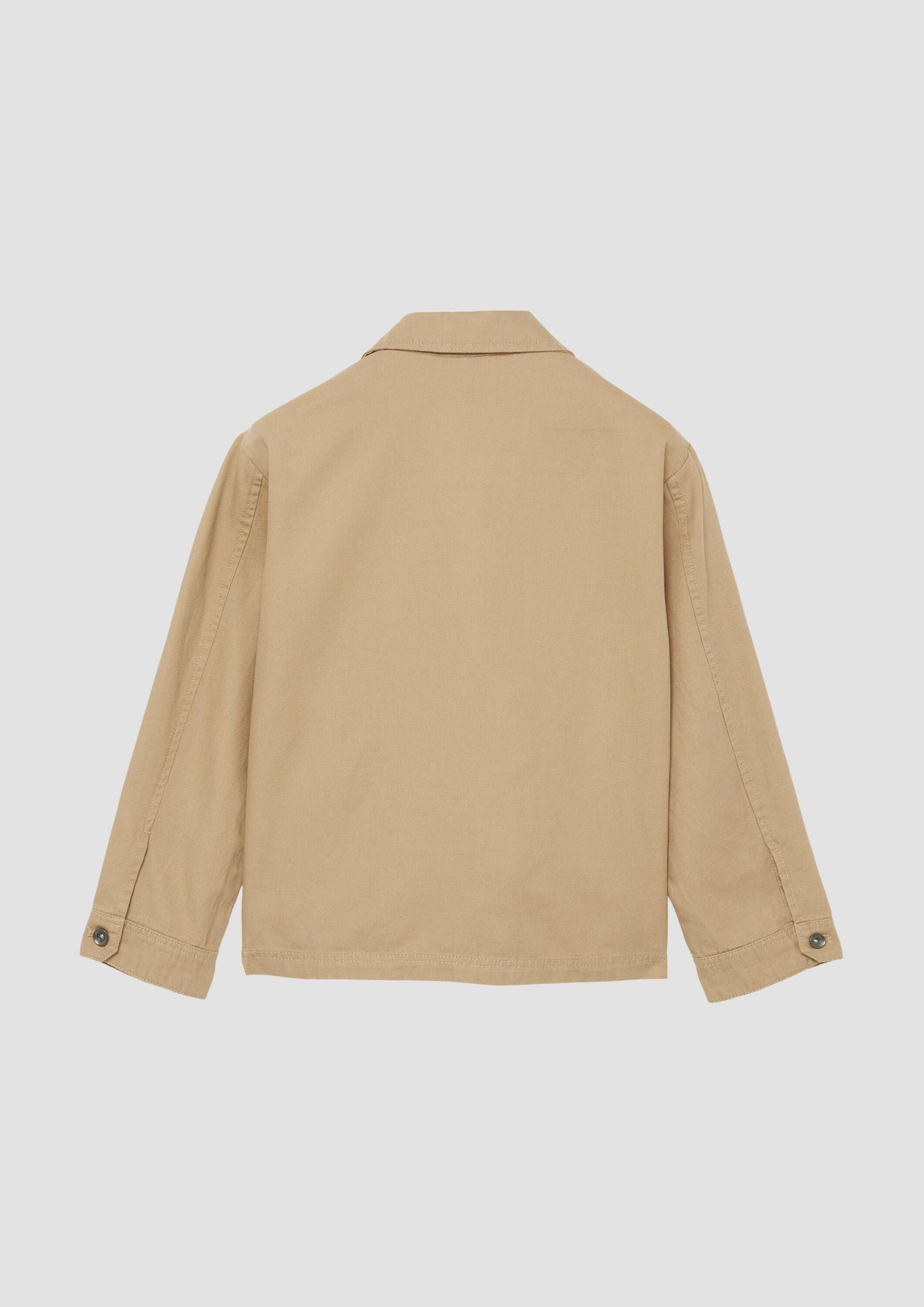s.Oliver Hemdjacke Indoor-Jacke Overshirt aus Baumwollmix mit Label-Patch und aufgesetzten Taschen