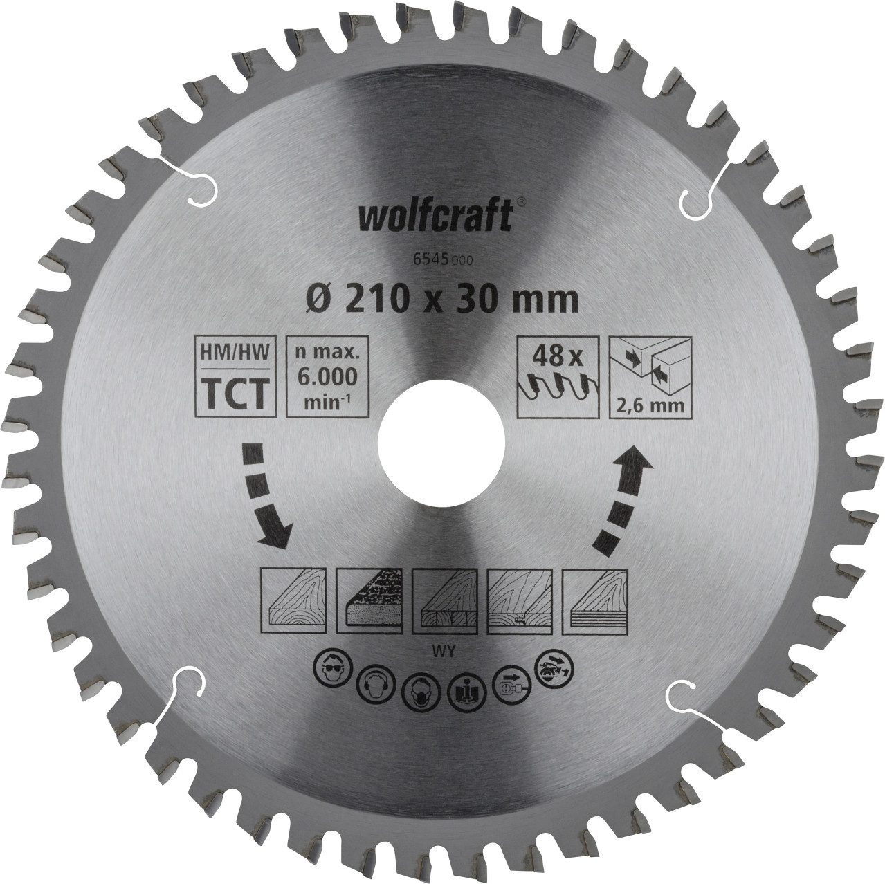 Wolfcraft Kreissägeblatt Wolfcraft Sägeblatt Ø 210 mm 48 Zähne Hartmetall
