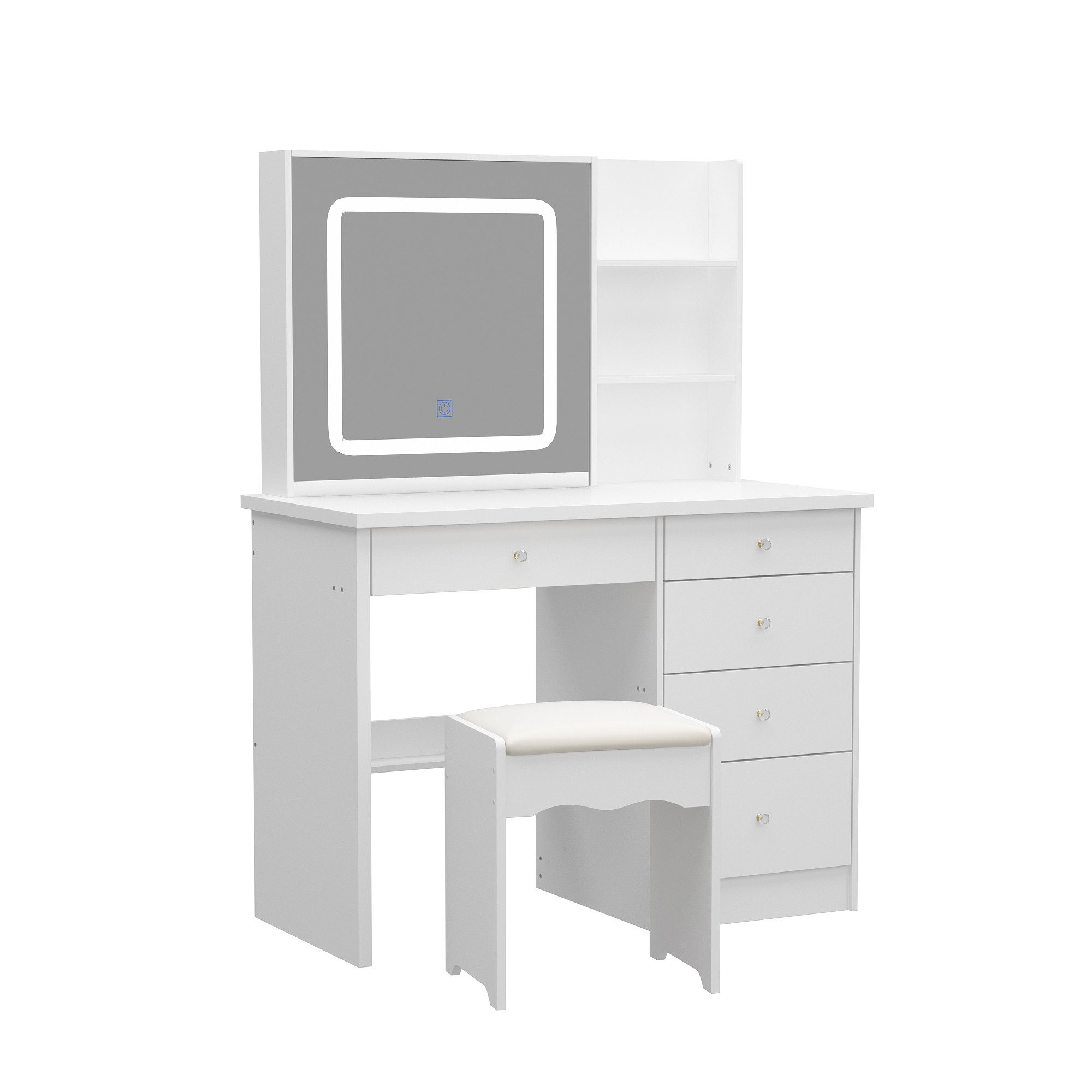 FUFU&GAGA Schminktisch Schminktisch mit LED-Spiegel, Weiß, MDF, 100×50×135c günstig online kaufen