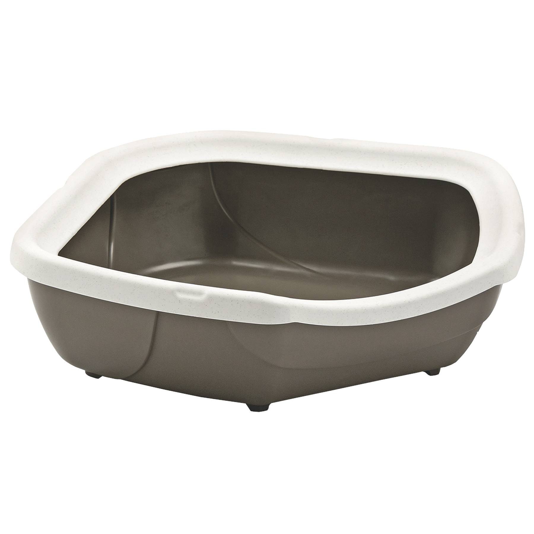 PETGARD Katzentoilette Schalentoilette Eck-Toilette weiss-braun 59,5 x 51,5 x 15,5 cm, weiss-braun 59,5 x 51,5 x 15,5 cm