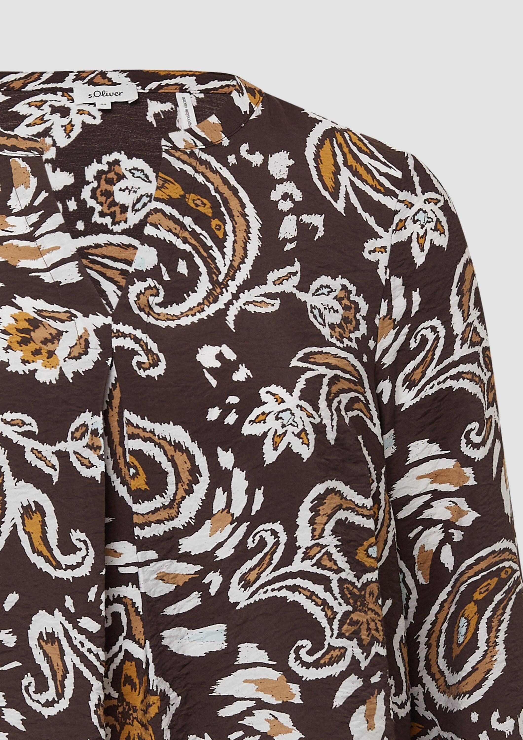 s.Oliver Langarmbluse Bluse Strukturierte Viskosemix-Bluse mit All-over-Print