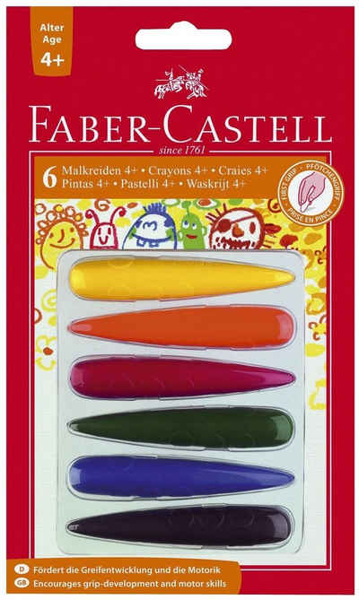 Faber-Castell Dosenöffner 6 FABER-CASTELL 4+Finger Wachsmalstifte farbsortiert