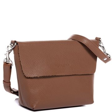 FEYNSINN Abendtasche Leder Umhängetasche LIVA, Schultertasche Echtleder Damen, Crossbody Bag klein hellbraun-cognac