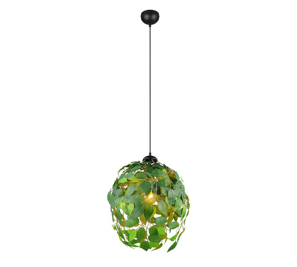 Reality Leuchten Pendelleuchte, Leuchtmittel nicht inklusive, Pendellampe Esstischleuchte Höhe anpassbar Blätter-Design grün H 150cm