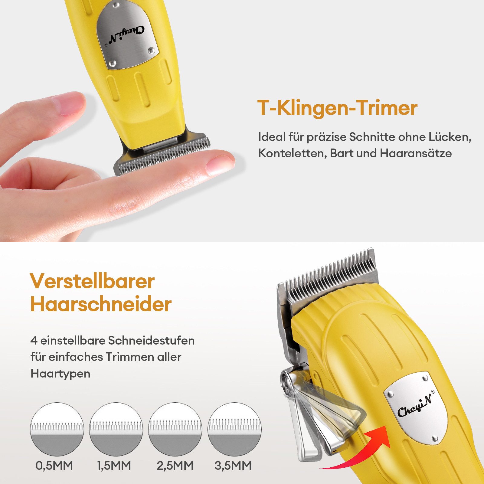 CkeyiN Haarschneider Profi Haarschneidemaschine und Barttrimmer Set kabellos elektrisch, 9 Aufsteckkämme, geräuscharm, 120 Min. Akkulaufzeit Präzisionstrimmer K – Bild 4 von 5