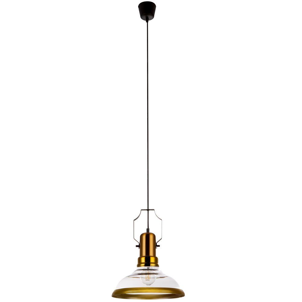 FILAMENT Pendelleuchte, Glas Vintage Retro Hänge LED etc-shop Lampe Decken inklusive, Leuchtmittel Messing Warmweiß,