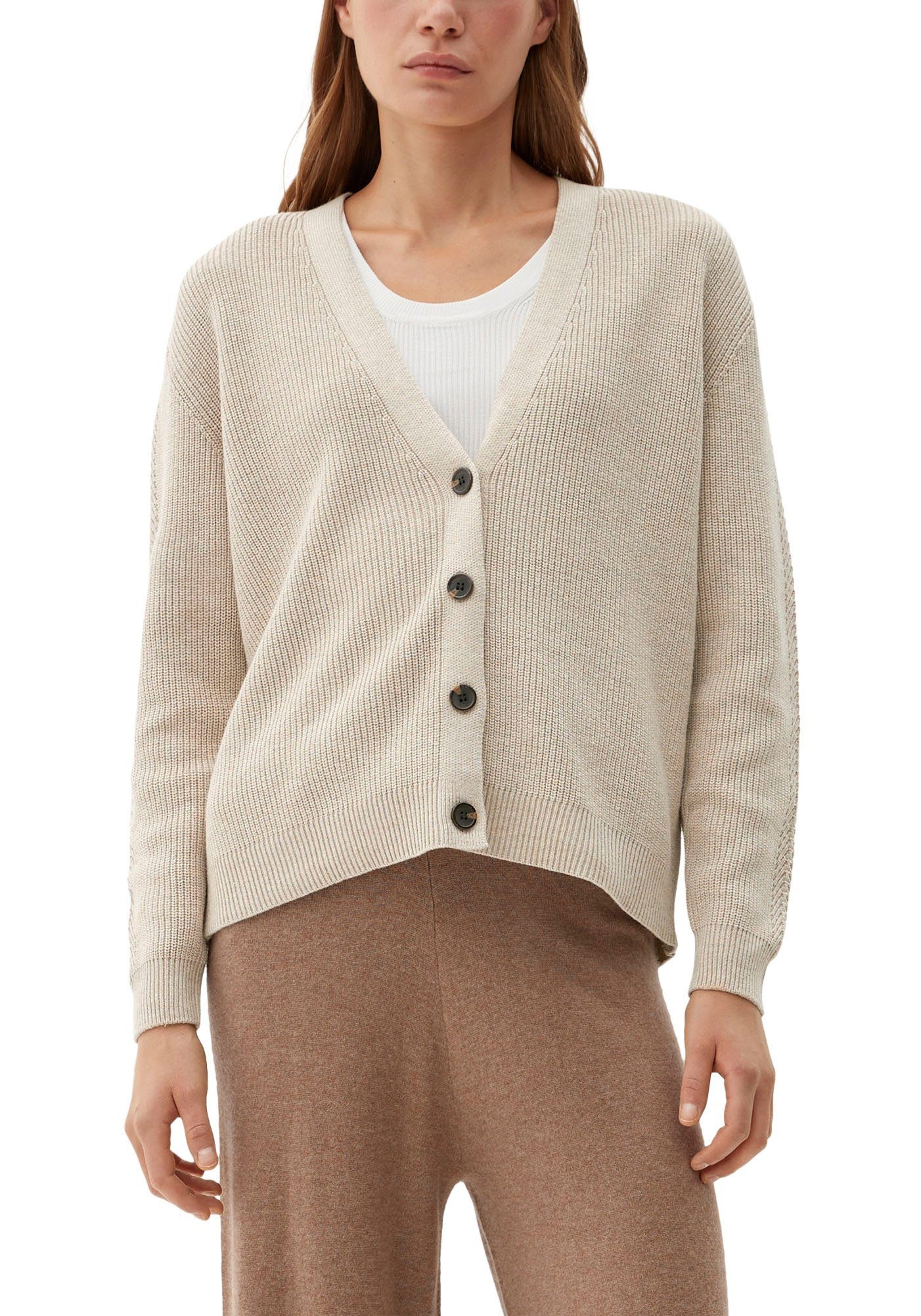 seitlichen Strickjacke beige s.Oliver Details melange mit