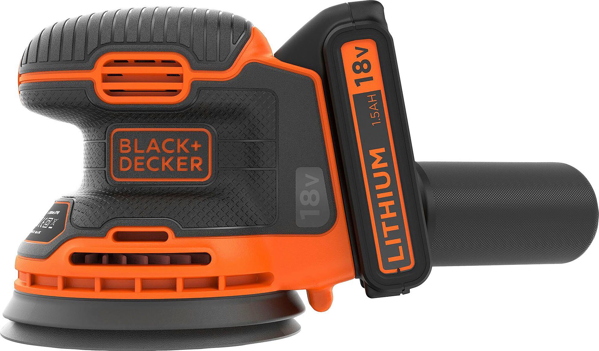 Black U/min BDCROS18, + Decker 24000 Black Akku-Exzenterschleifer Decker &
