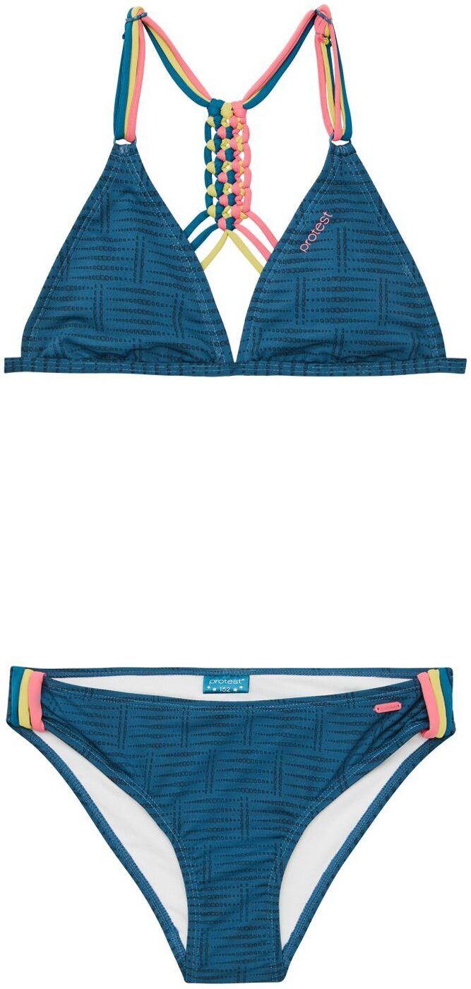Bikini da bambina a triangolo con righe rosa fluo - MC2 Saint Barth