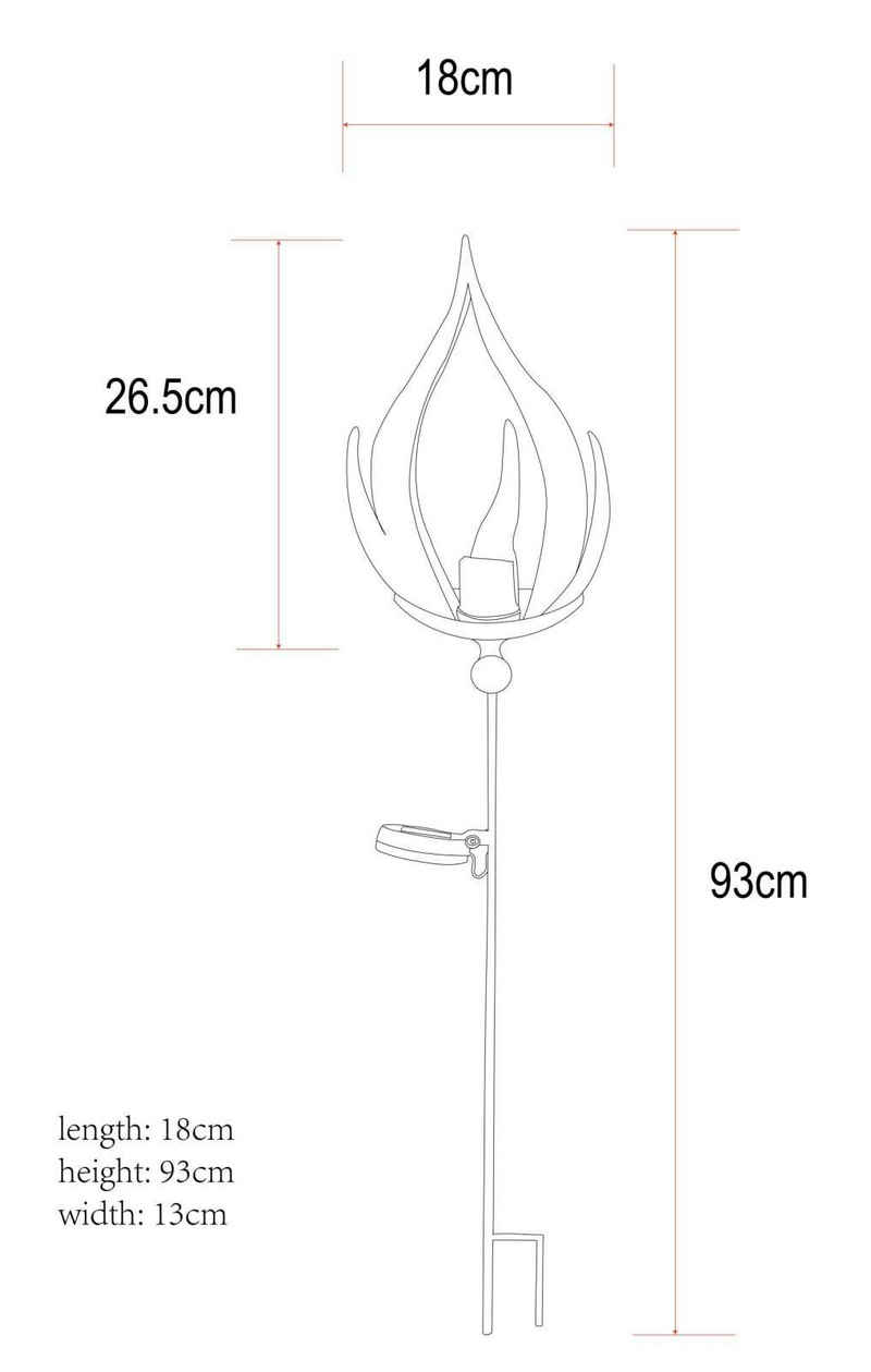 Globo LED Solarleuchte Solarleuchte Garten Deko Flamme Solarlampe Außen Außenleuchte Solar