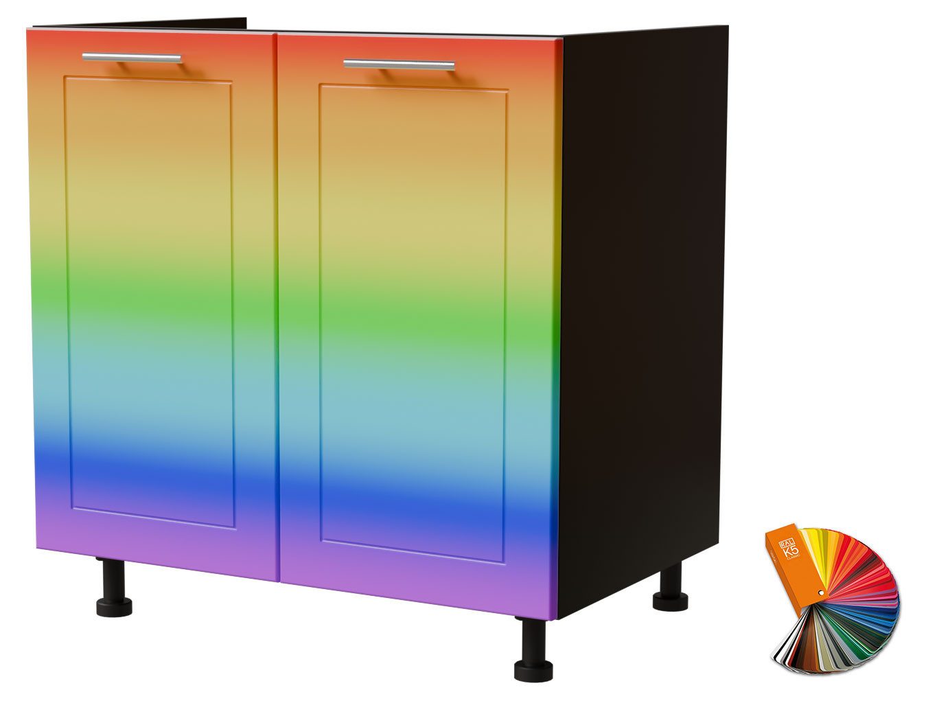 Feldmann-Wohnen Spülenunterschrank Bari (D8Z/80, 2-türig, ohne Einlegeboden, 1-St., moderne Kassettenoptik, lackierte Fronten, 80x50x82cm) schwarz / RAL Wunschfarbe matt (K5)