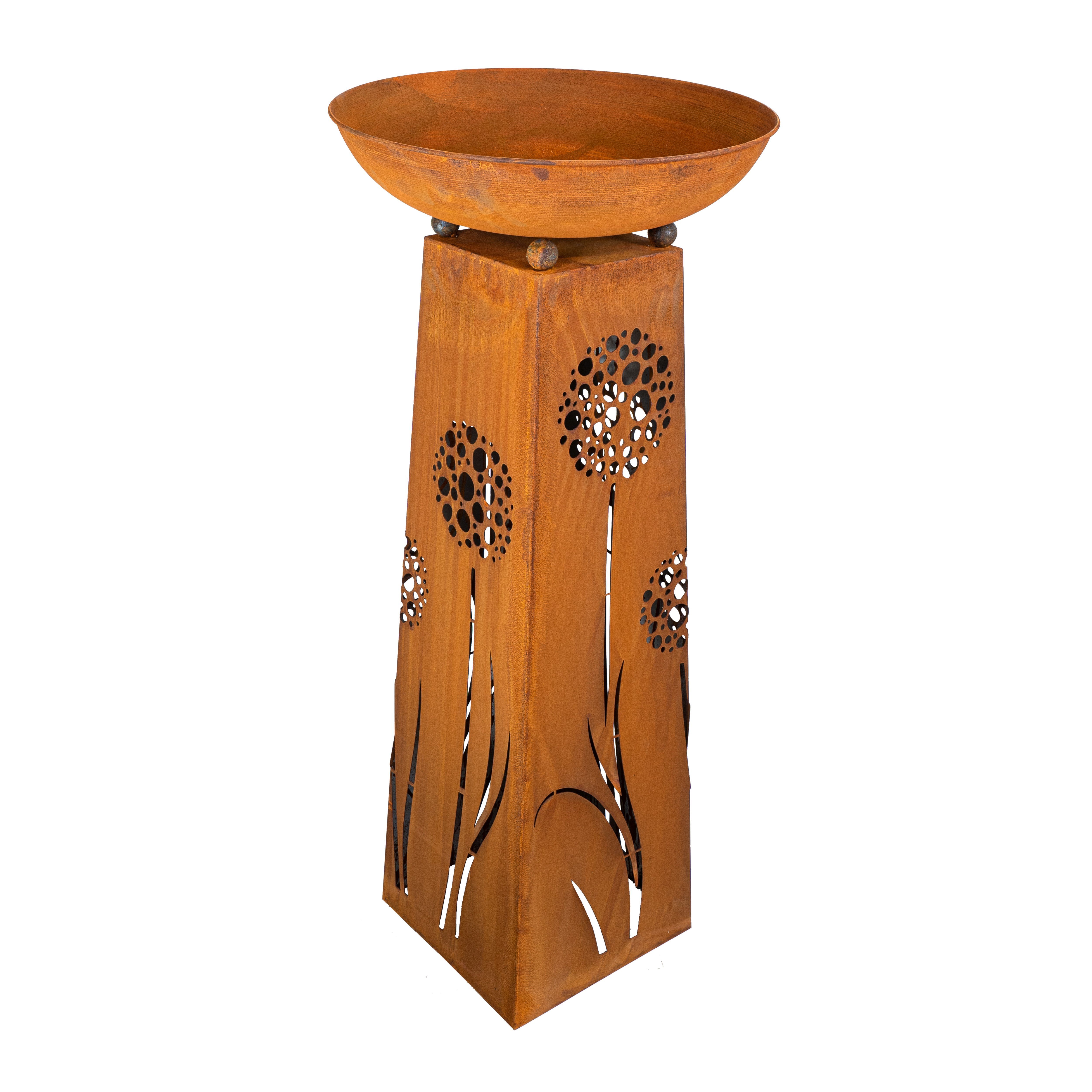 Rostikal Blumenständer Gartendeko Blumensäule Edelrost – Metall, standfest & outdoor, Mit Bodenplatte – kombinierbar mit Pflanzschalen, ganzjährig nutzbar