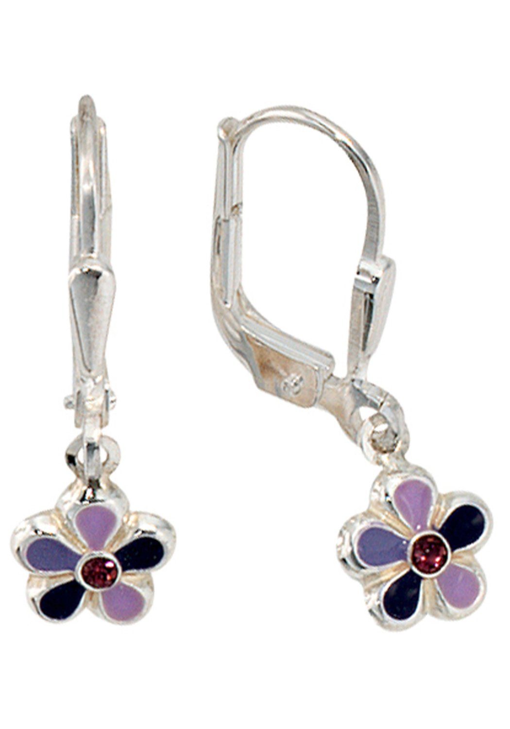 JOBO Paar Ohrhänger Blume, mit 925 Silber Glassteinen