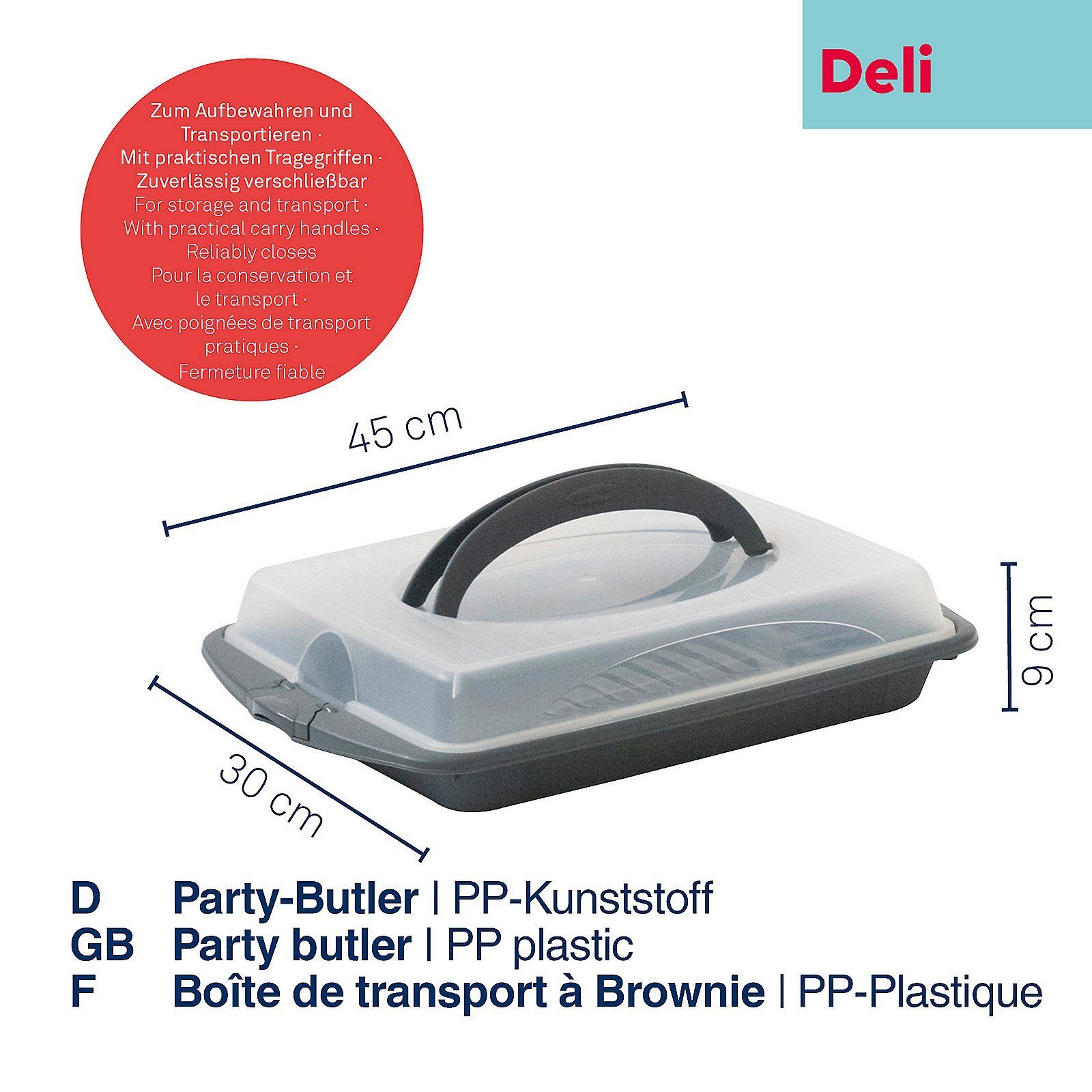 kela Kuchentransportbox Deli, PP-Kunststoff, Tragegriff, abnehmbarer Deckel – Bild 2 von 5