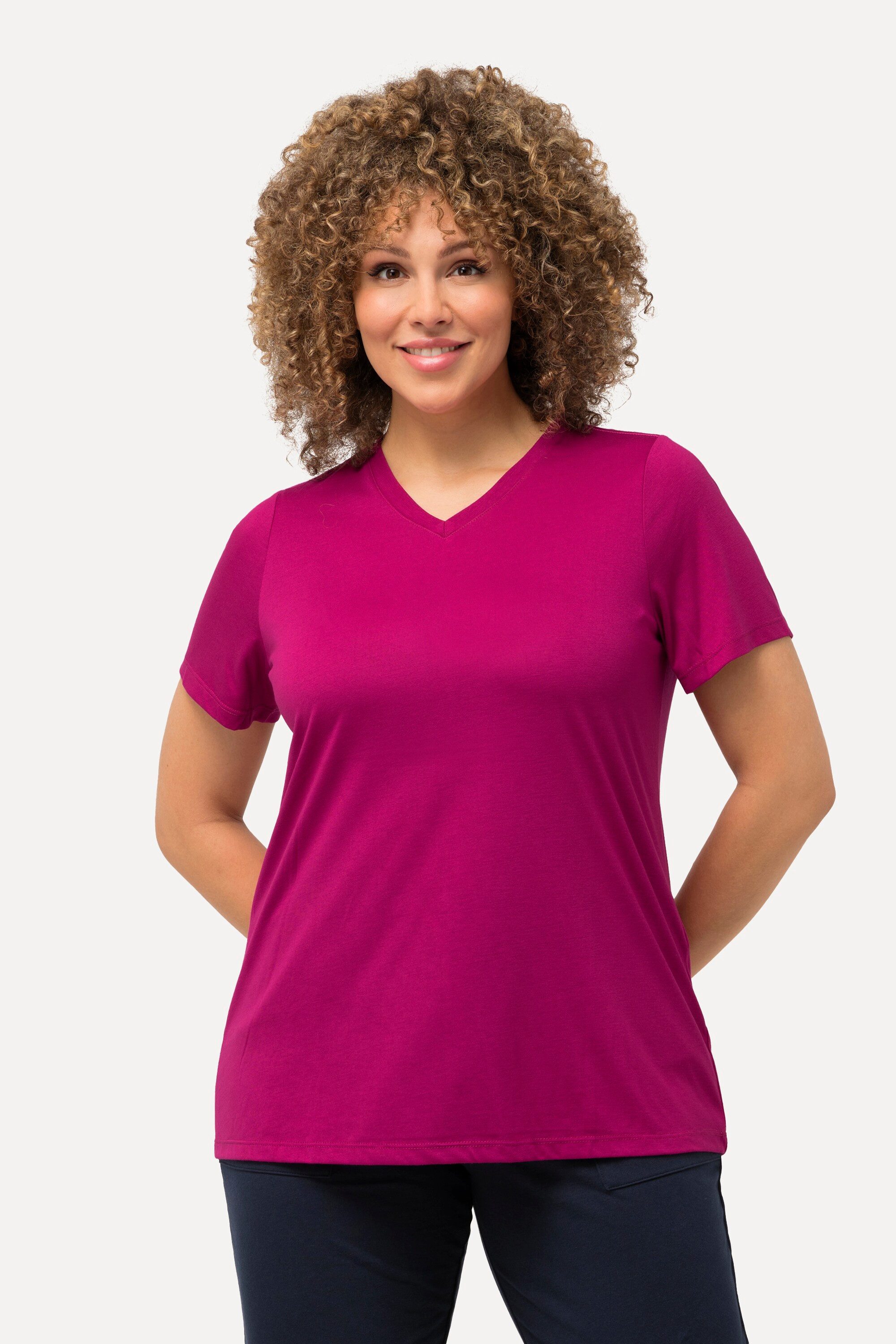 Ulla Popken T-Shirt Funktionsshirt antibakteriell V-Ausschnitt günstig online kaufen