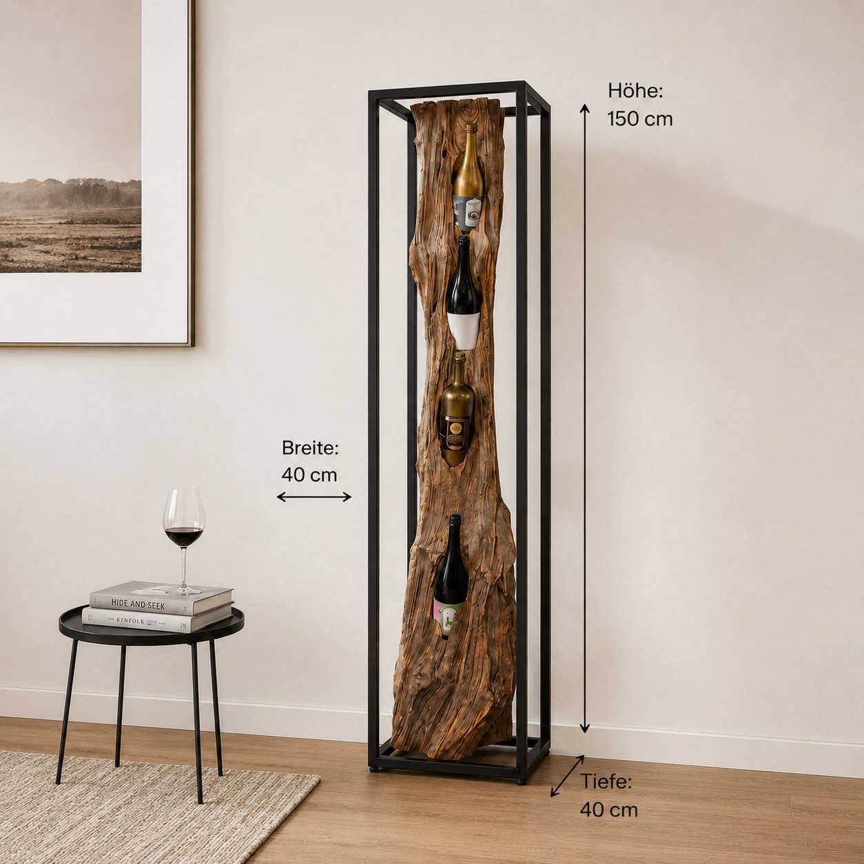 Möbel Bressmer Weinregal Fensunaga Weinregal aus massivem Teakholz, 150 cm Höhe