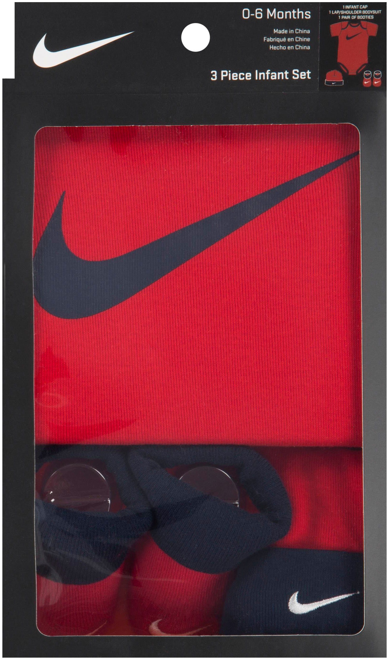 (Set, Erstausstattungspaket rot Sportswear Nike 3-tlg) Neugeborenen-Geschenkset