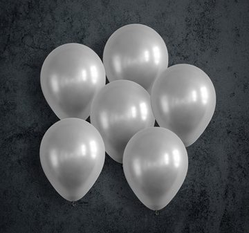 MyBeautyworld24 Luftballon 50 St. Luftballon Silber ca 25 cm Dekoration Hochzeit Party Geburtstag