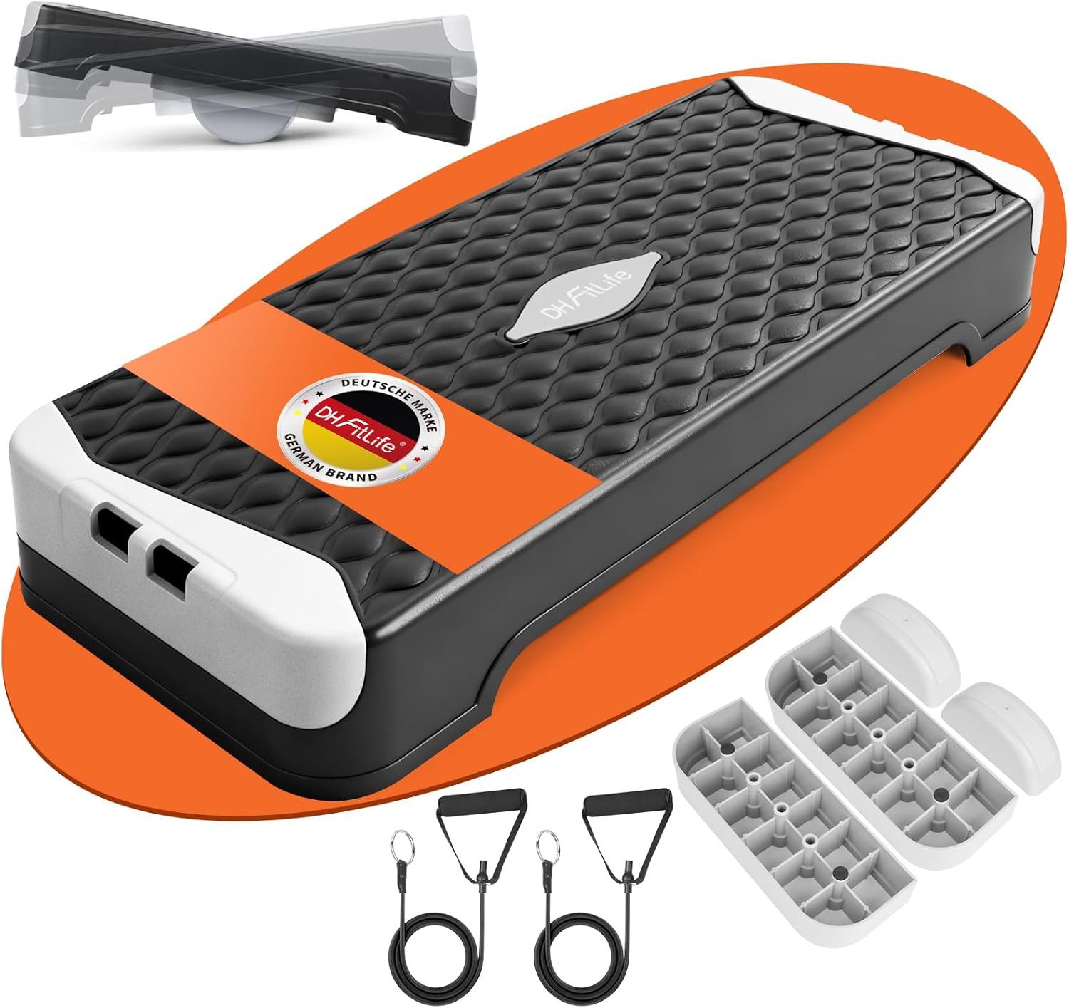 DH FitLife Stepper Balance Training (Verstellbares Steppbrett 10/15 cm, Set), Aerobic Stepper für Fitness & Koordinationstraining