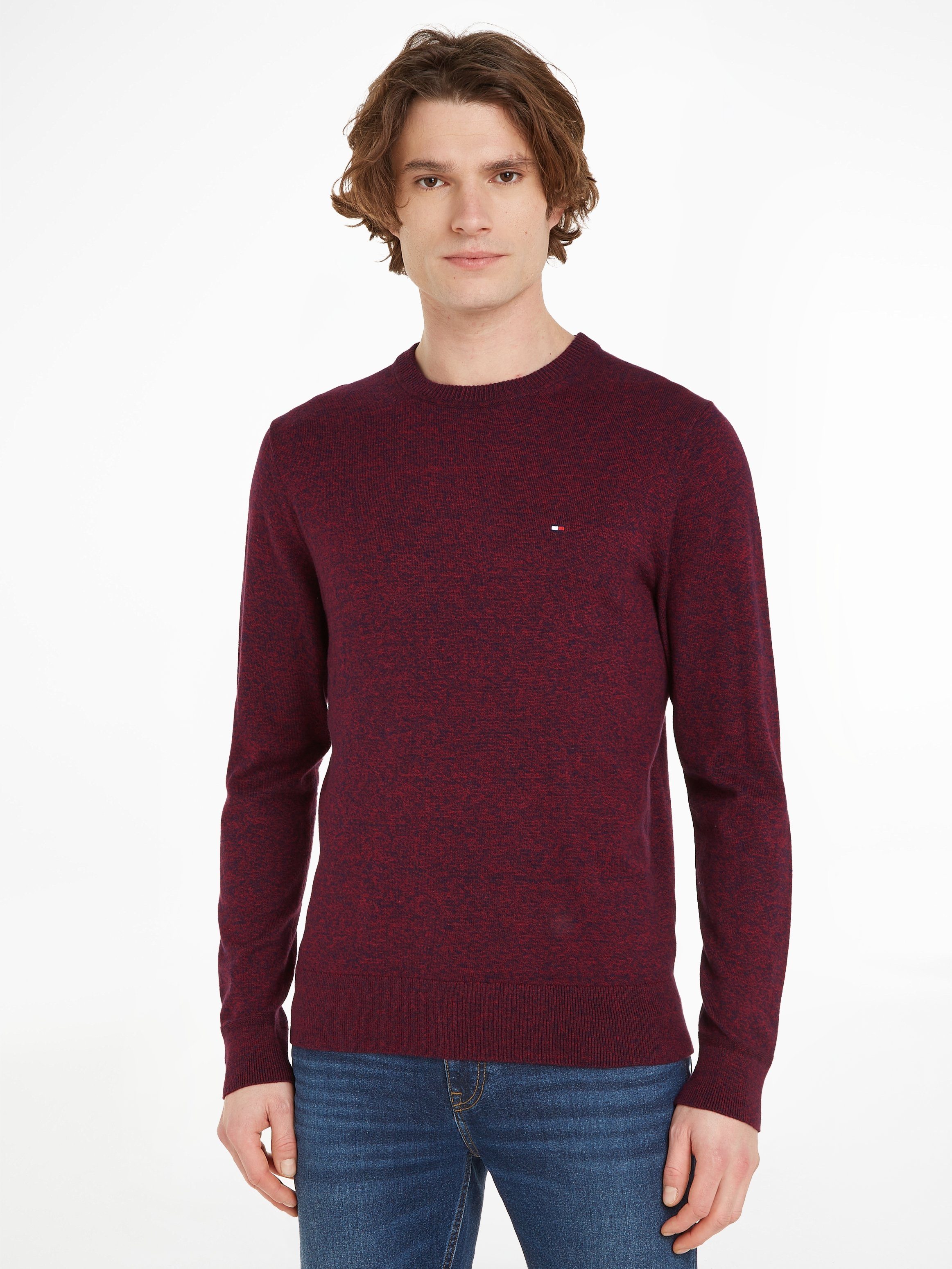 Tommy Hilfiger Rundhalspullover PIMA ORG CTN CASHMERE CREW NECK Rouge/ Desert Sky Mouline