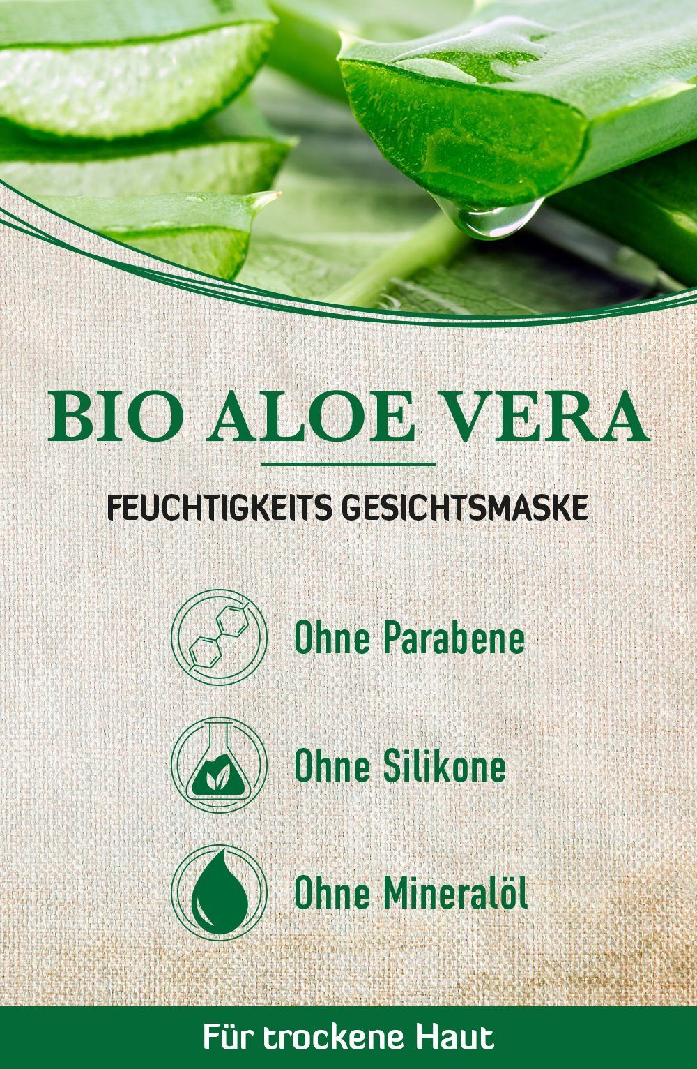 Damen Gesichtspflege alkmene Gesichtsmaske Gesichtsmaske mit Bio Aloe Vera - Feuchtigkeitsmaske für normale bis trockene Haut - 
