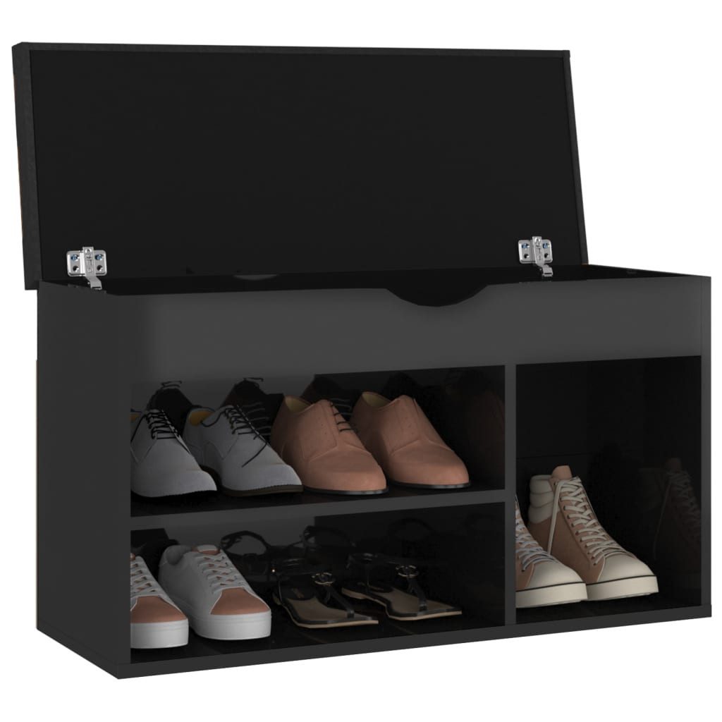 vidaXL Schuhregal Schuhbank mit Kissen Hochglanz-Schwarz günstig online kaufen