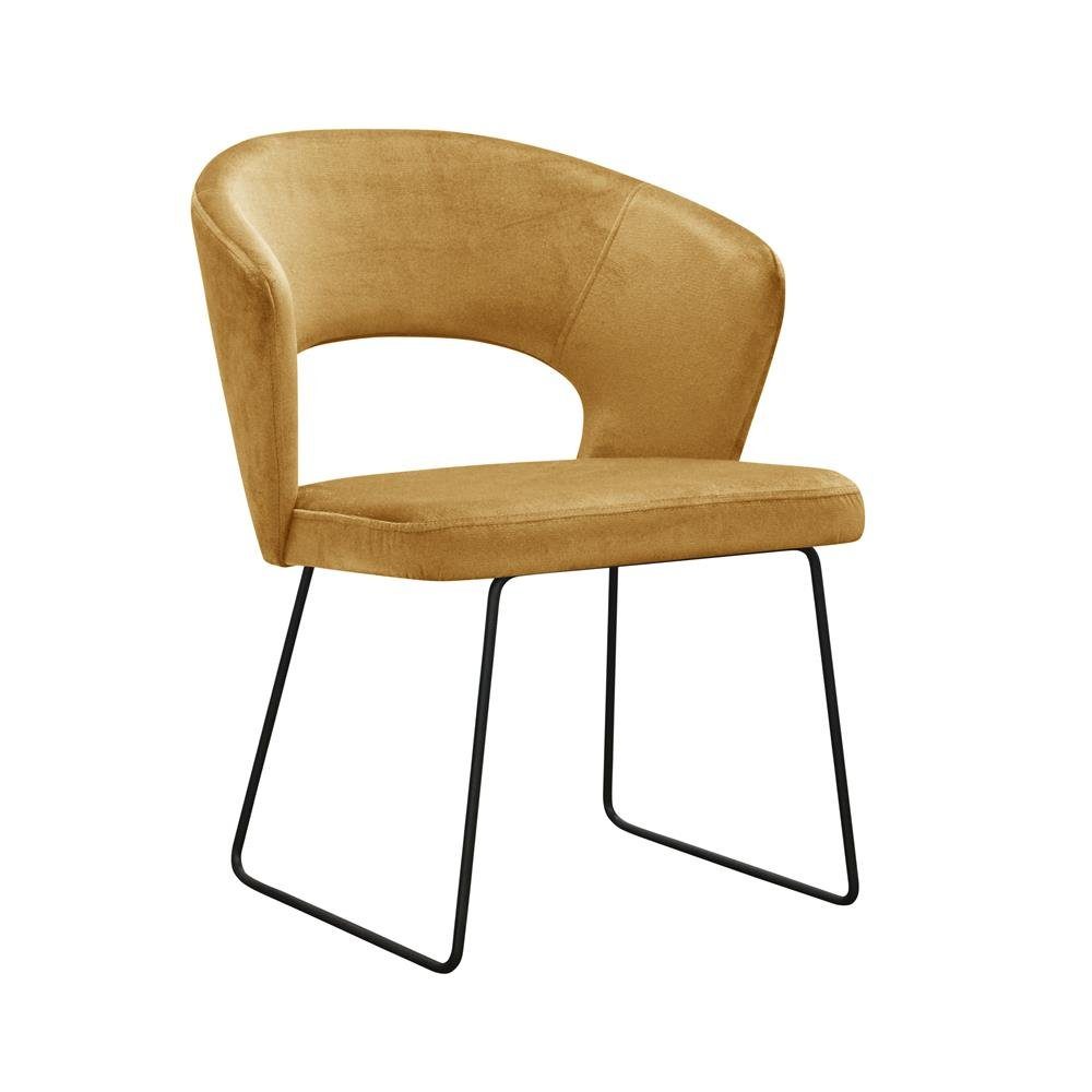 JVmoebel Stuhl, Moderne Armlehne Stuhl Set Gruppe Lehnstühle Grüne Polster Gelb 8 Garnitur Design