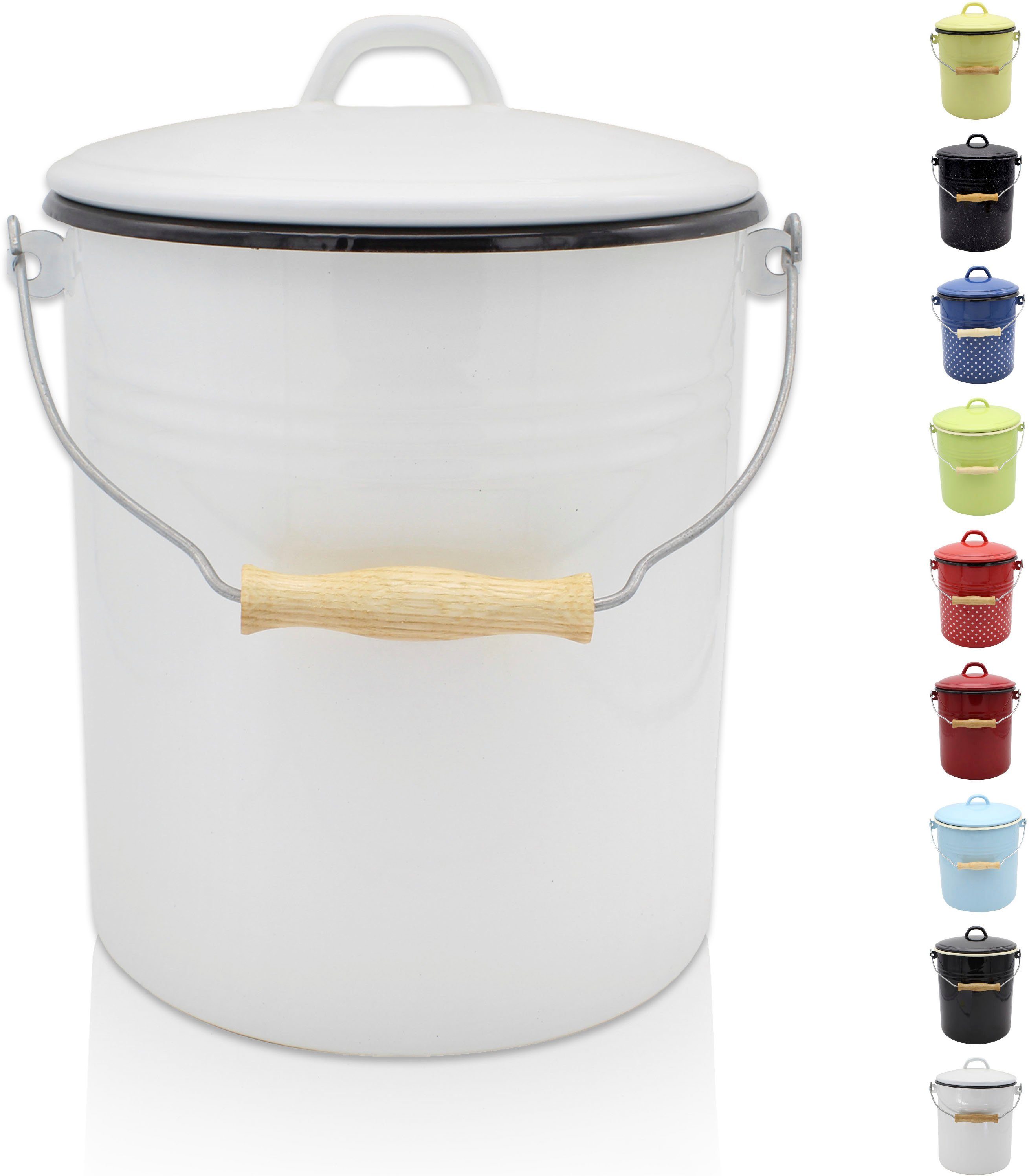 Krüger Мусорные урны Emaille Мусорные урны mit Deckel Serie Rio, schnitt- / kratzfeste Oberfläche, bakterienabweisend, extrem langlebig