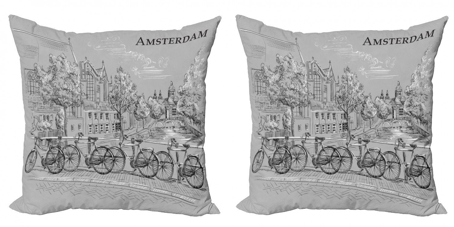 Kissenbezüge Modern Accent Doppelseitiger Digitaldruck, Stück), (2 Fahrräder Kanal Amsterdam Abakuhaus den durch