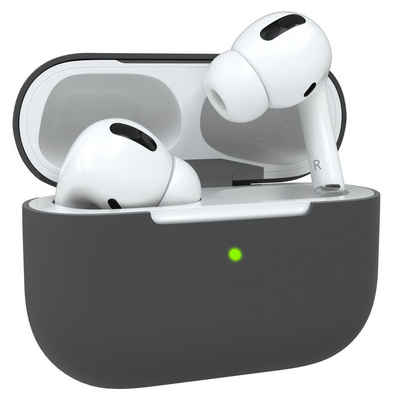 EAZY CASE Kopfhörer-Schutzhülle Silikon Hülle kompatibel mit Apple AirPods Pro, Box Hülle Rutschfestes Etui Stoßfest Schutzhülle Cover Anthrazit Grau