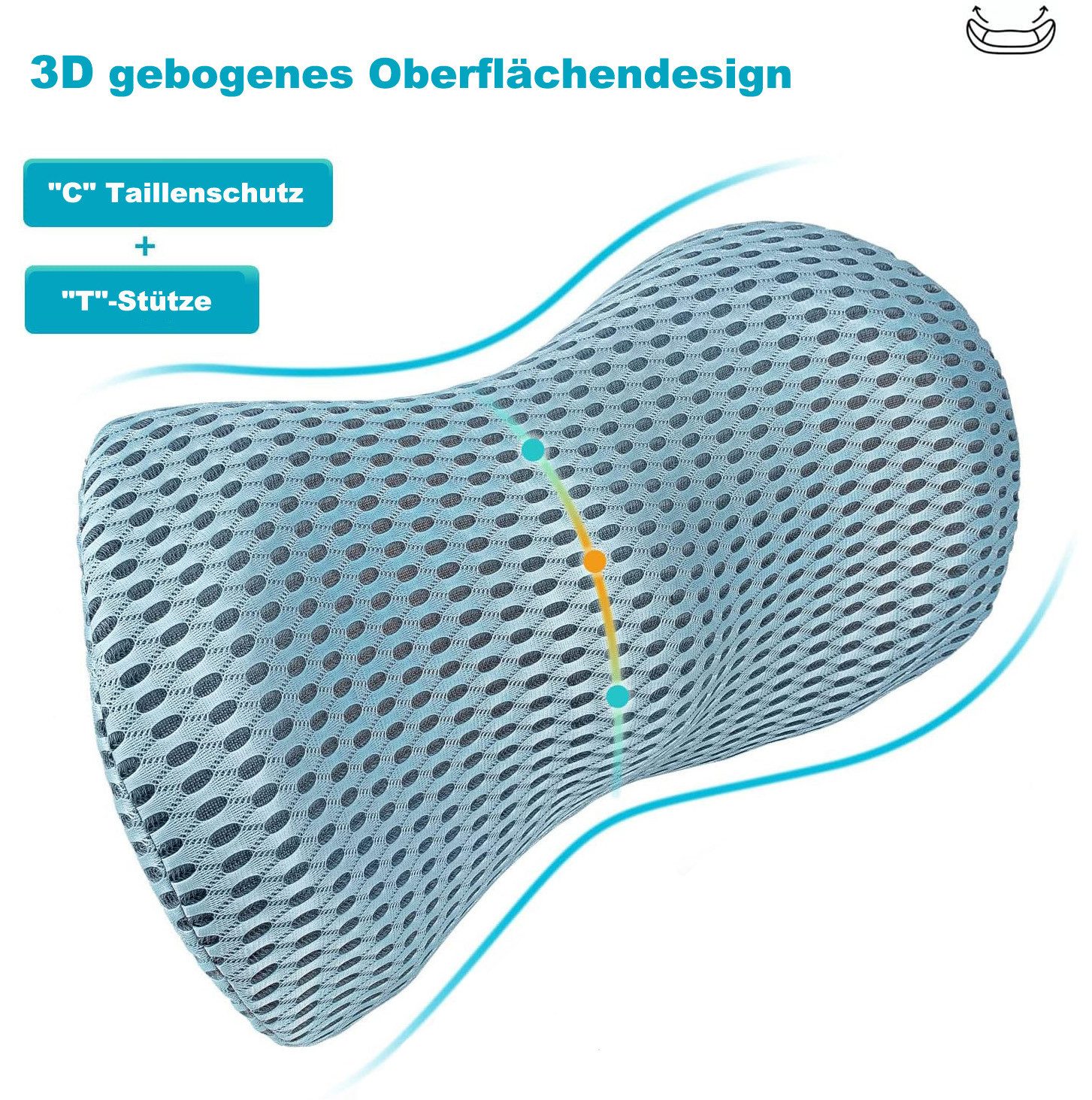 Minicloss Rückenkissen Lendenstützkissen Memory Foam Rückenlehnenstützkissen, 1-tlg., für Bürostuhl und Autositz