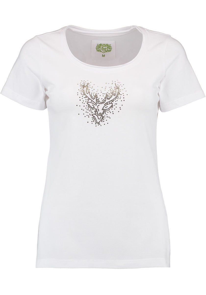 OS Trachten Trachtenshirt Wimporo Kurzarm T-Shirt mit Strass-Hirsch auf der günstig online kaufen