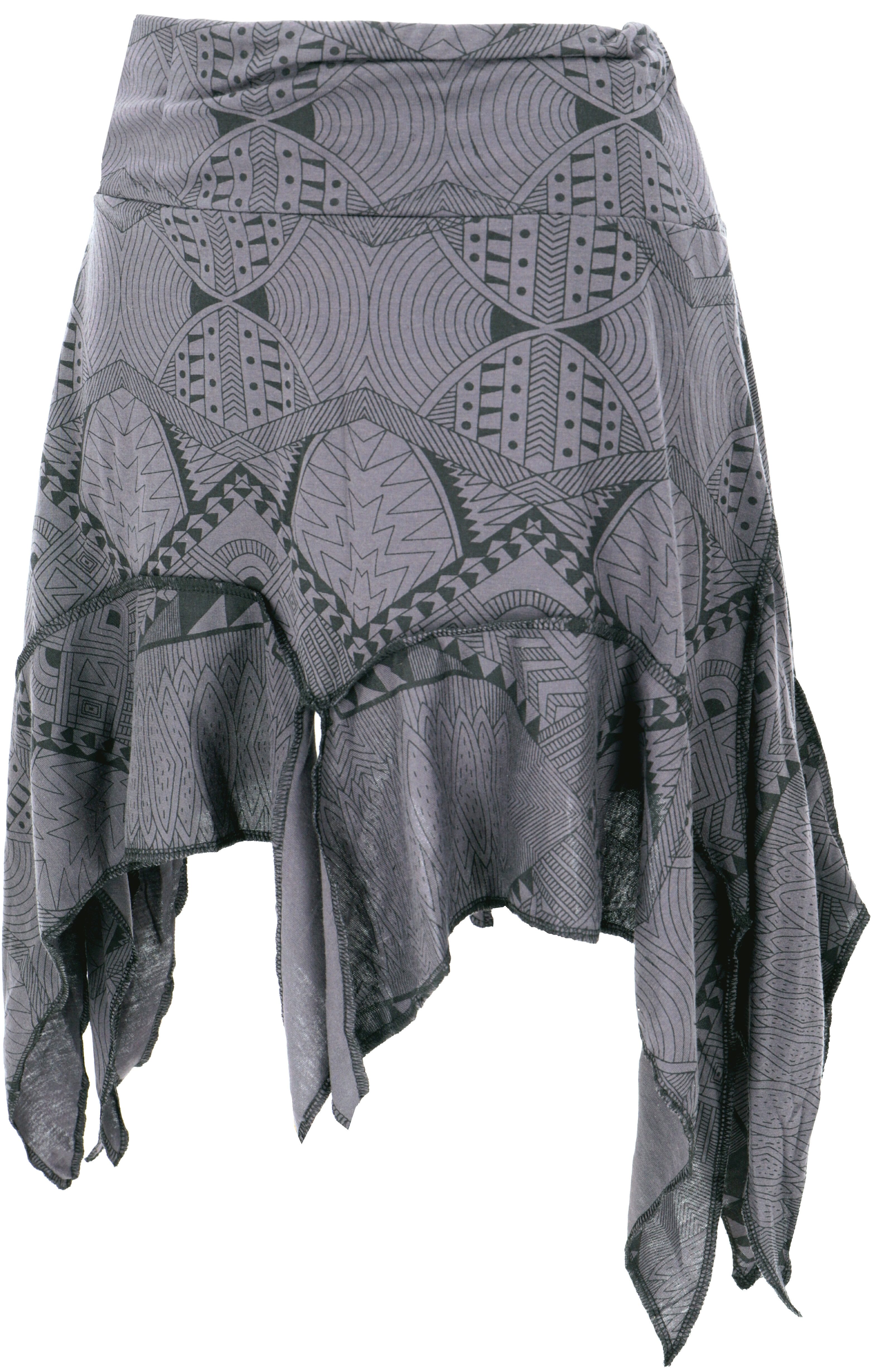 Guru-Shop Minirock Minirock, Zick/Zack Zipfel Rock - grau alternative Bekle günstig online kaufen