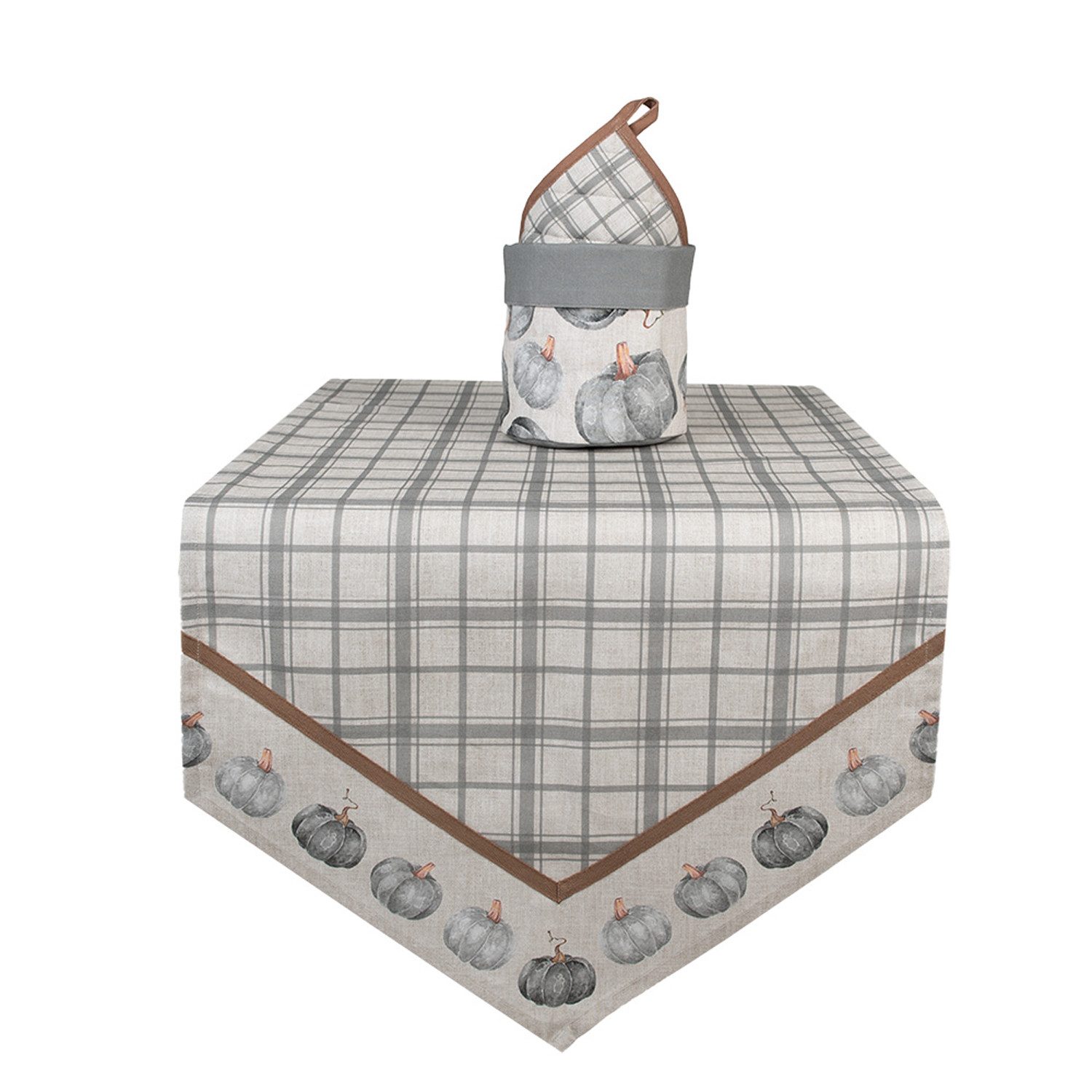 Clayre & Eef Tischläufer Country Style Pumpkin (1-tlg, 1-teilig), Tischläufer Tischdecke ca.50x160cm Baumwolle