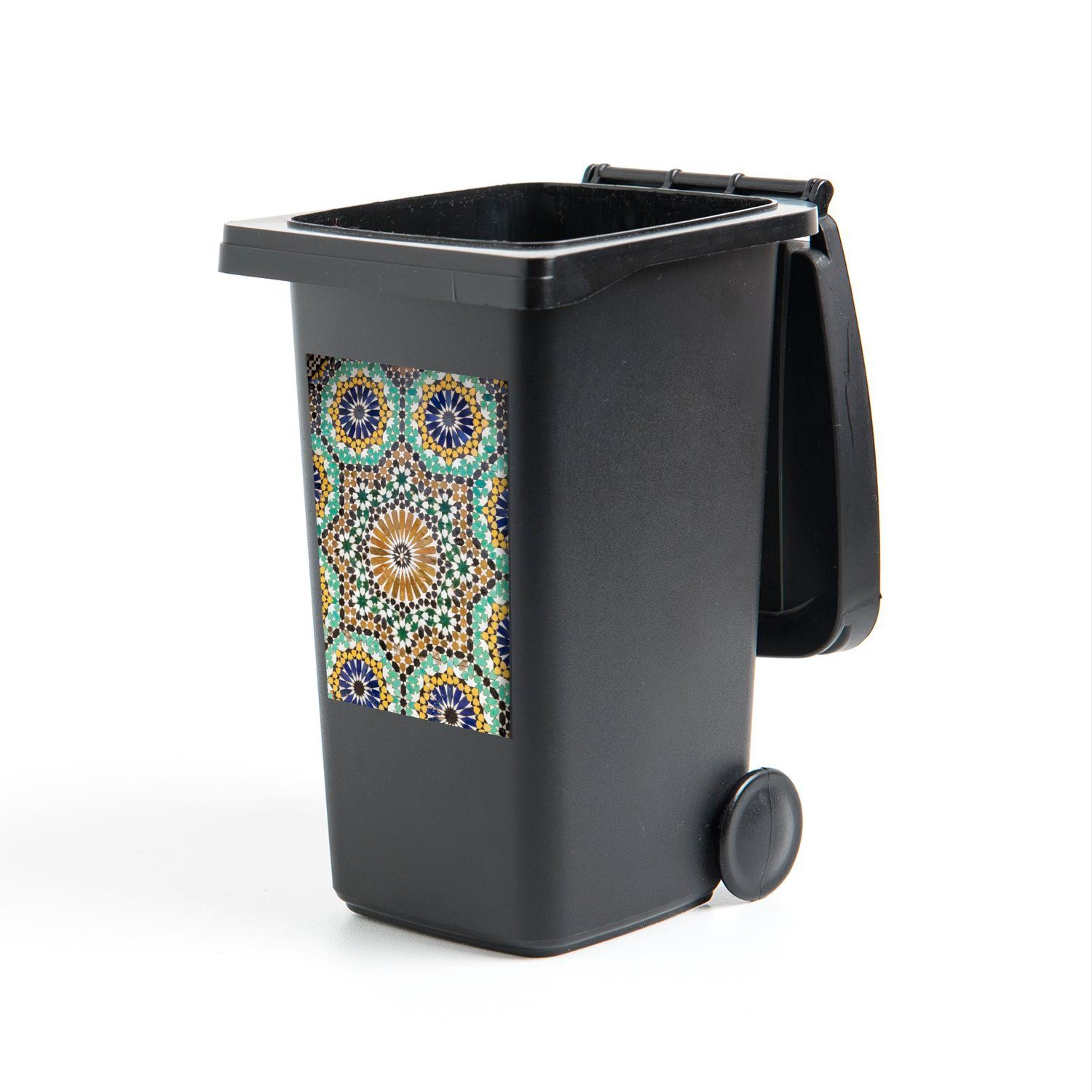 MuchoWow (1 Sticker, Mülleimer-aufkleber, Nahaufnahme Mosaiks Wandsticker Abfalbehälter Eine St), marokkanischen Mülltonne, Container, eines