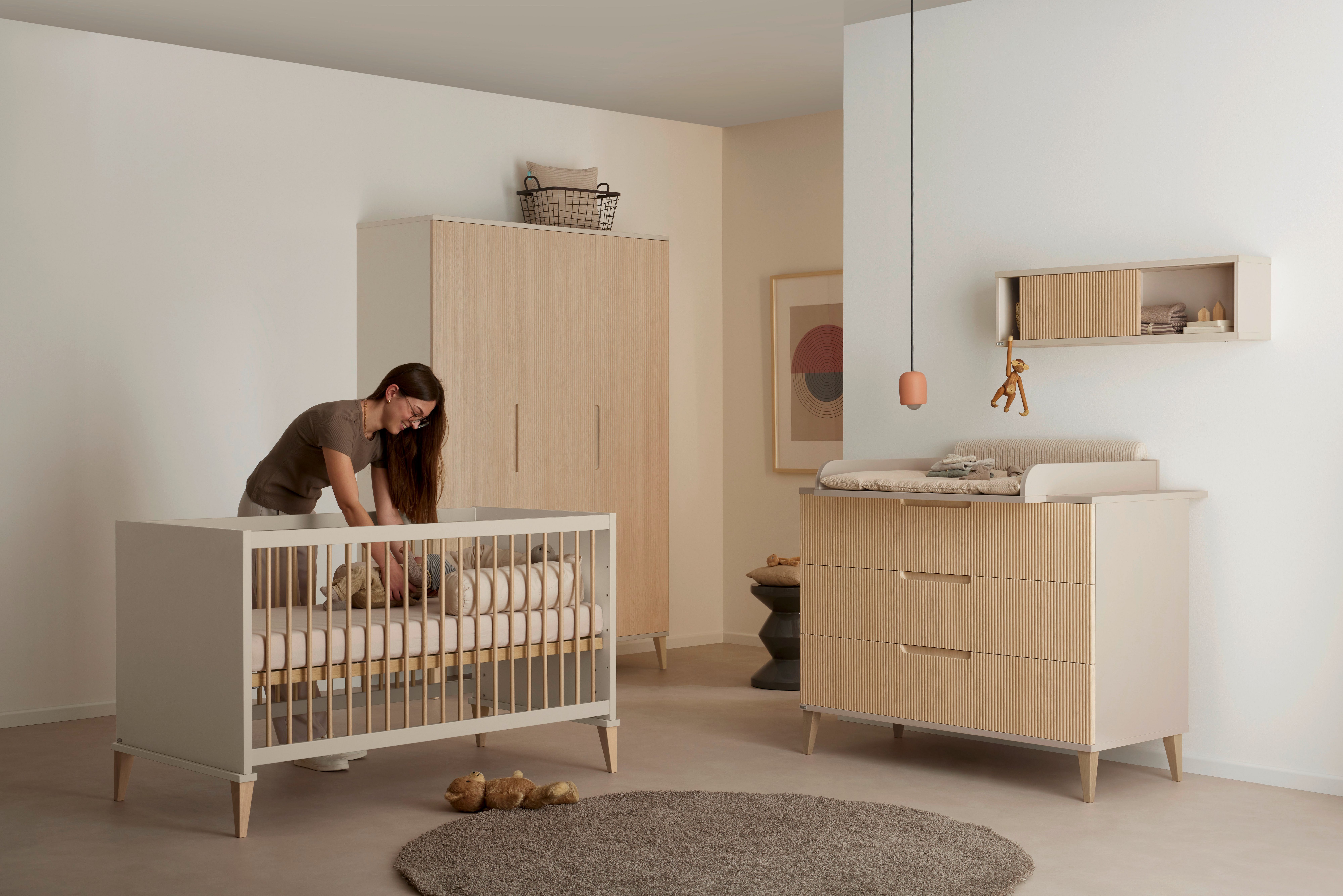 PAIDI Wandregal JONTE in Beige mit Schiebetür & 2 Fächern, Hängeregal, 20 Kg Tragkraft, Wandboard