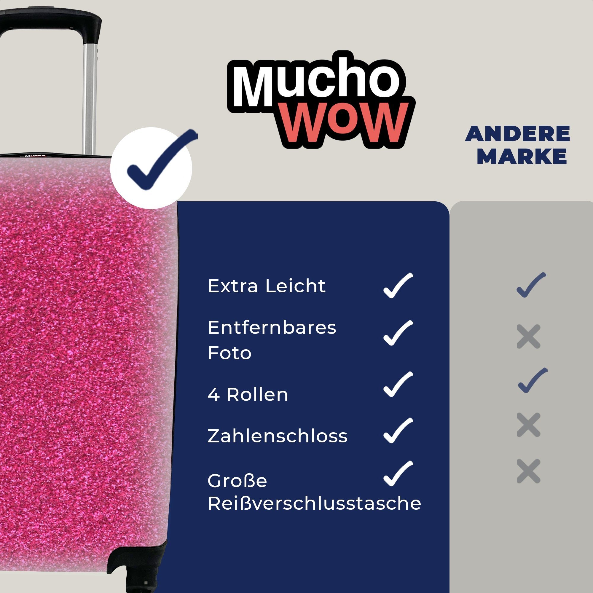 - Rollen, MuchoWow Abstrakt 4 Handgepäck - für Handgepäckkoffer rollen, Ferien, Design, Reisetasche Trolley, mit Reisekoffer Rosa