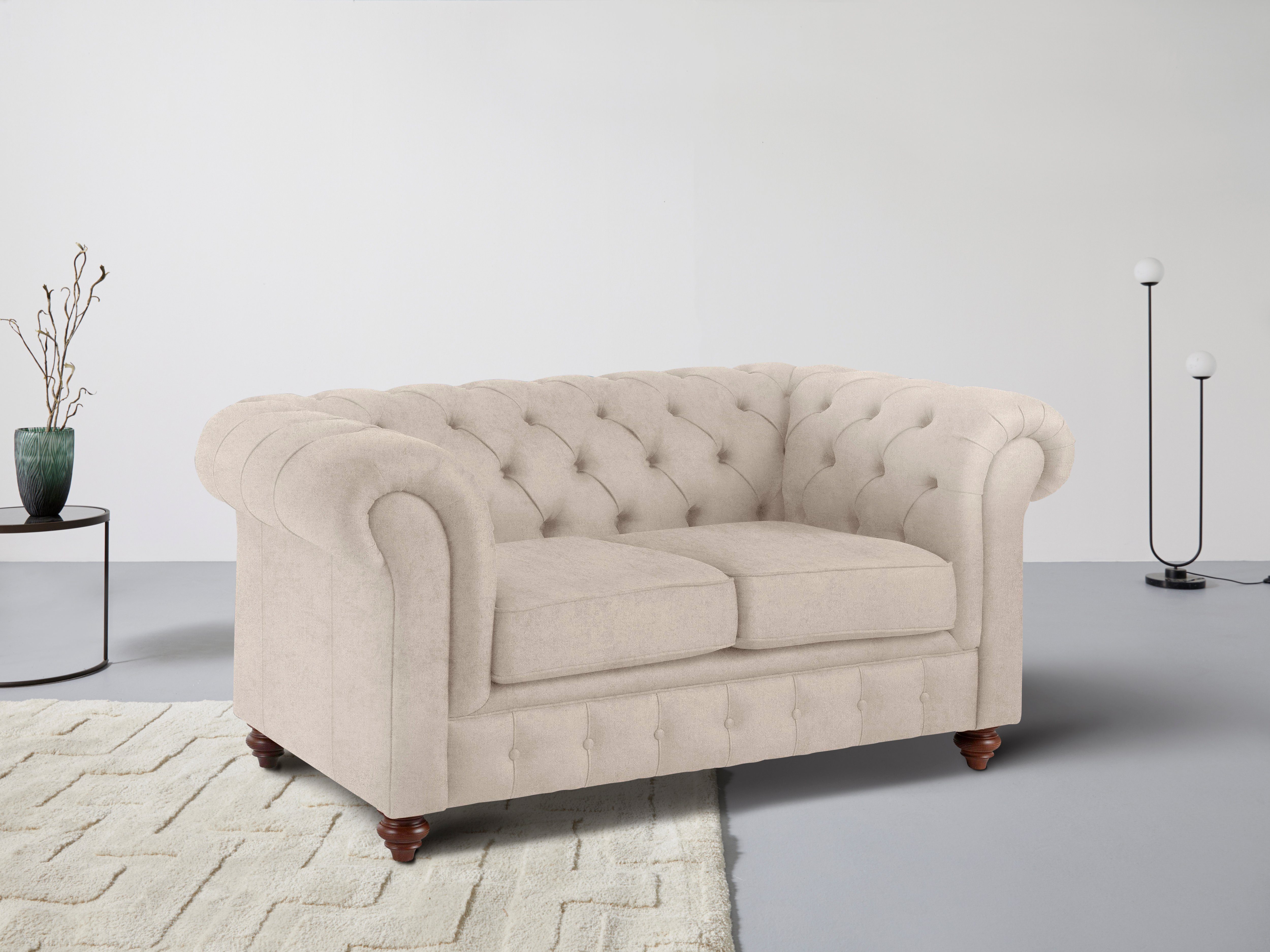 Home affaire Chesterfield-Sofa Chesterfield 2-Sitzer B/T/H: 150/89/74 cm, mit hochwertiger Knopfheftung, auch in Leder