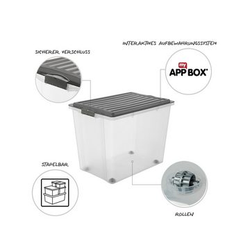 ROTHO Aufbewahrungsbox Compact Aufbewahrungsbox 70l mit Deckel, Kunststoff (PP) BPA-frei